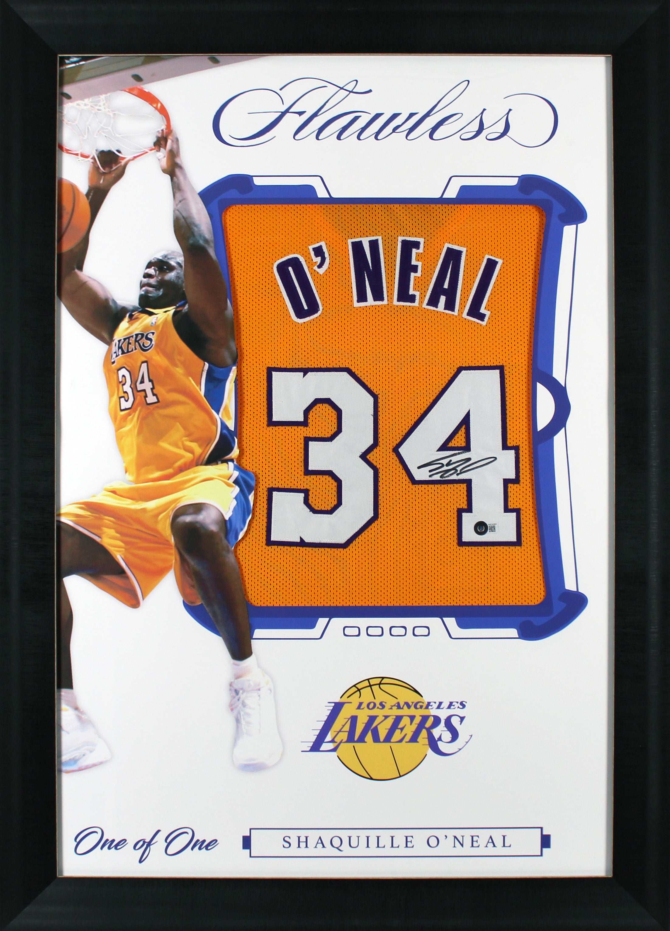 Lakers Shaquille O'Neal Signed One of One Jersey Framed Display BAS Witnessed