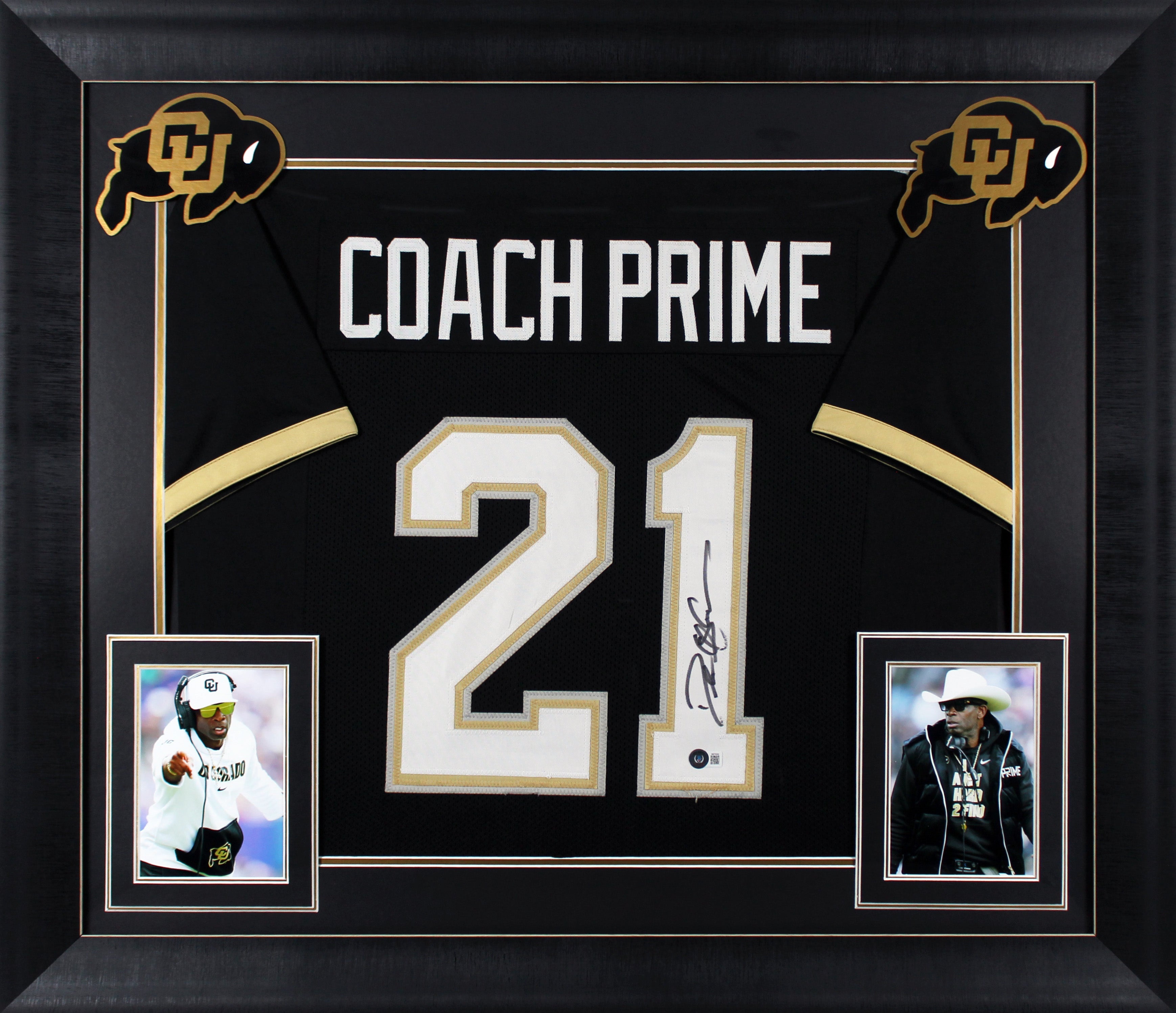 Colorado Deion Sanders Signed Coach Prime Black Pro Style Framed Jersey BAS Wit