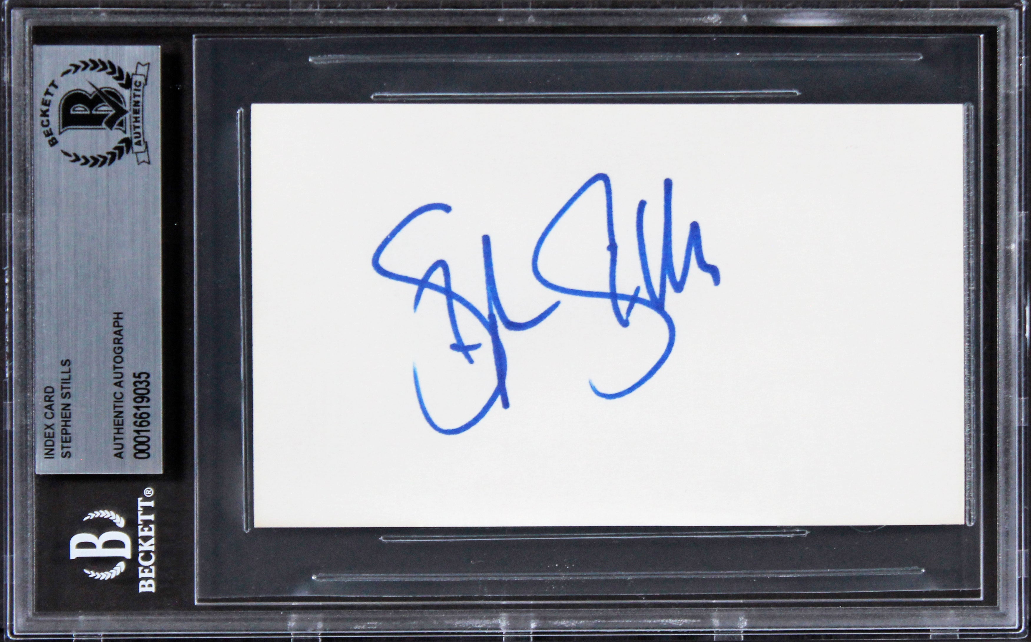 Stephen Stills Buffalo Springfield Authentic Signed 3x5 Index Card BAS Slabbed 3
