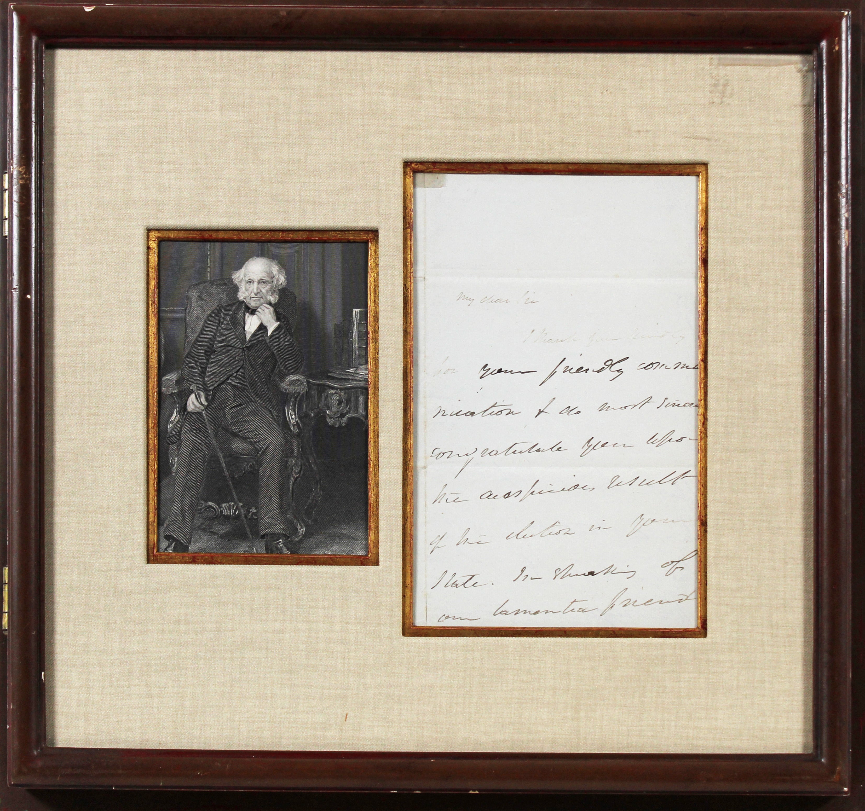 Martin Van Buren Authentic Signed & Framed 7.25x9.5 1836 Letter BAS #AD04644