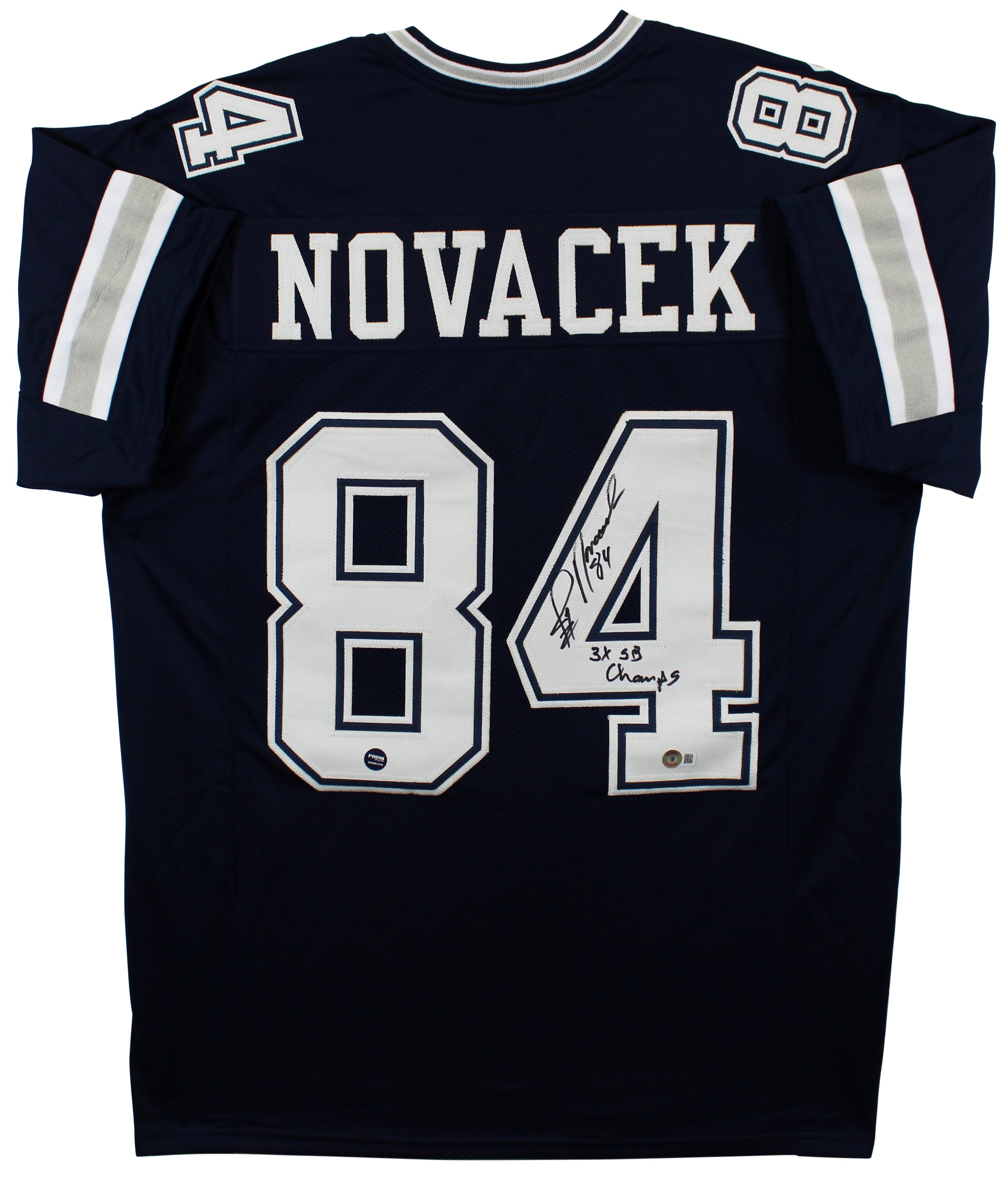 Jay Novacek "3x SB Champ"  Signed Navy Blue Pro Style Jersey BAS Witnessed