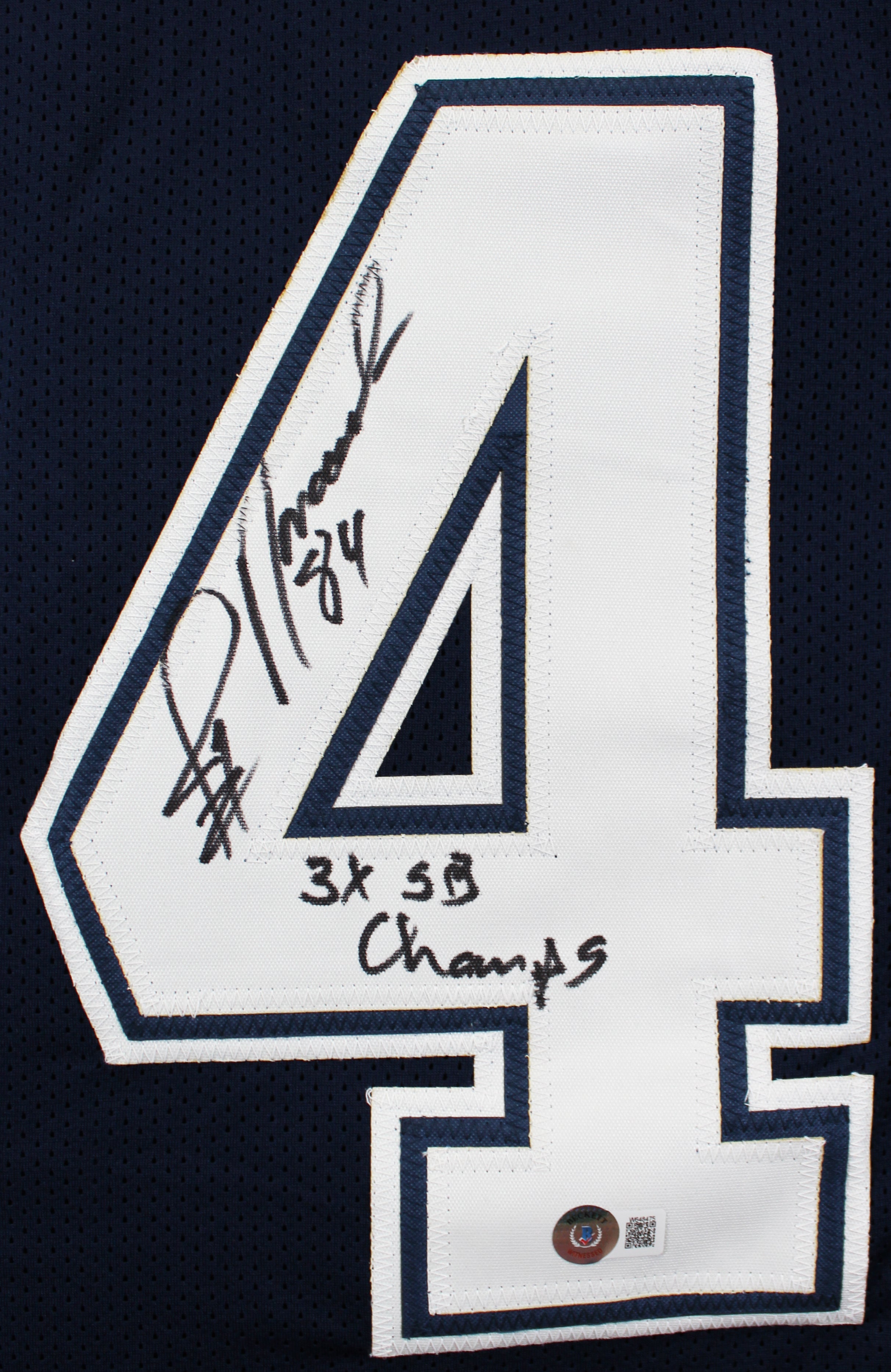 Jay Novacek "3x SB Champ"  Signed Navy Blue Pro Style Jersey BAS Witnessed