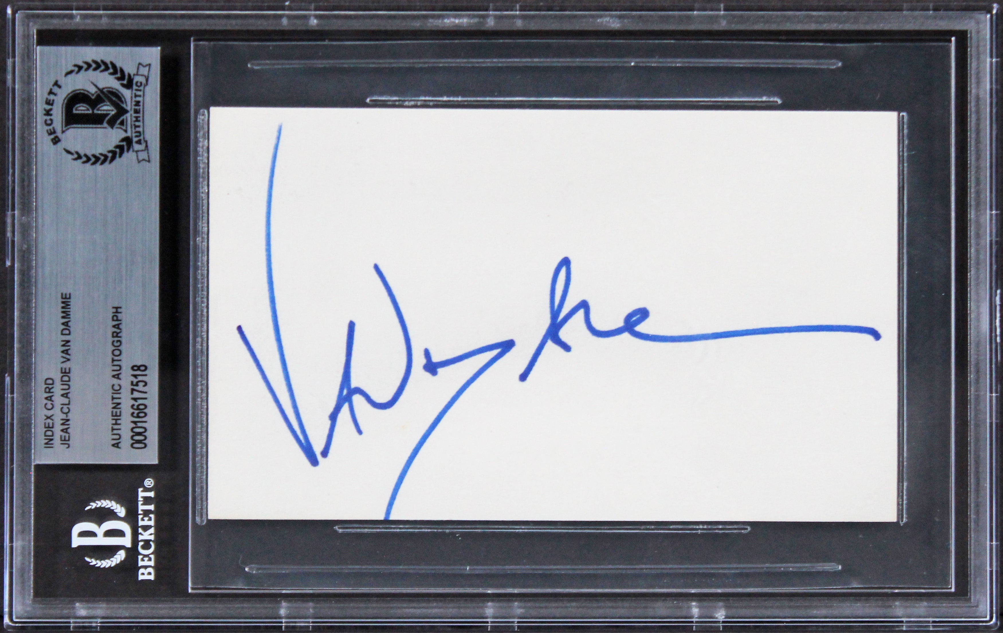 Jean-Claude Van Damme Double Impact Authentic Signed 3x5 Index Card BAS Slab 3