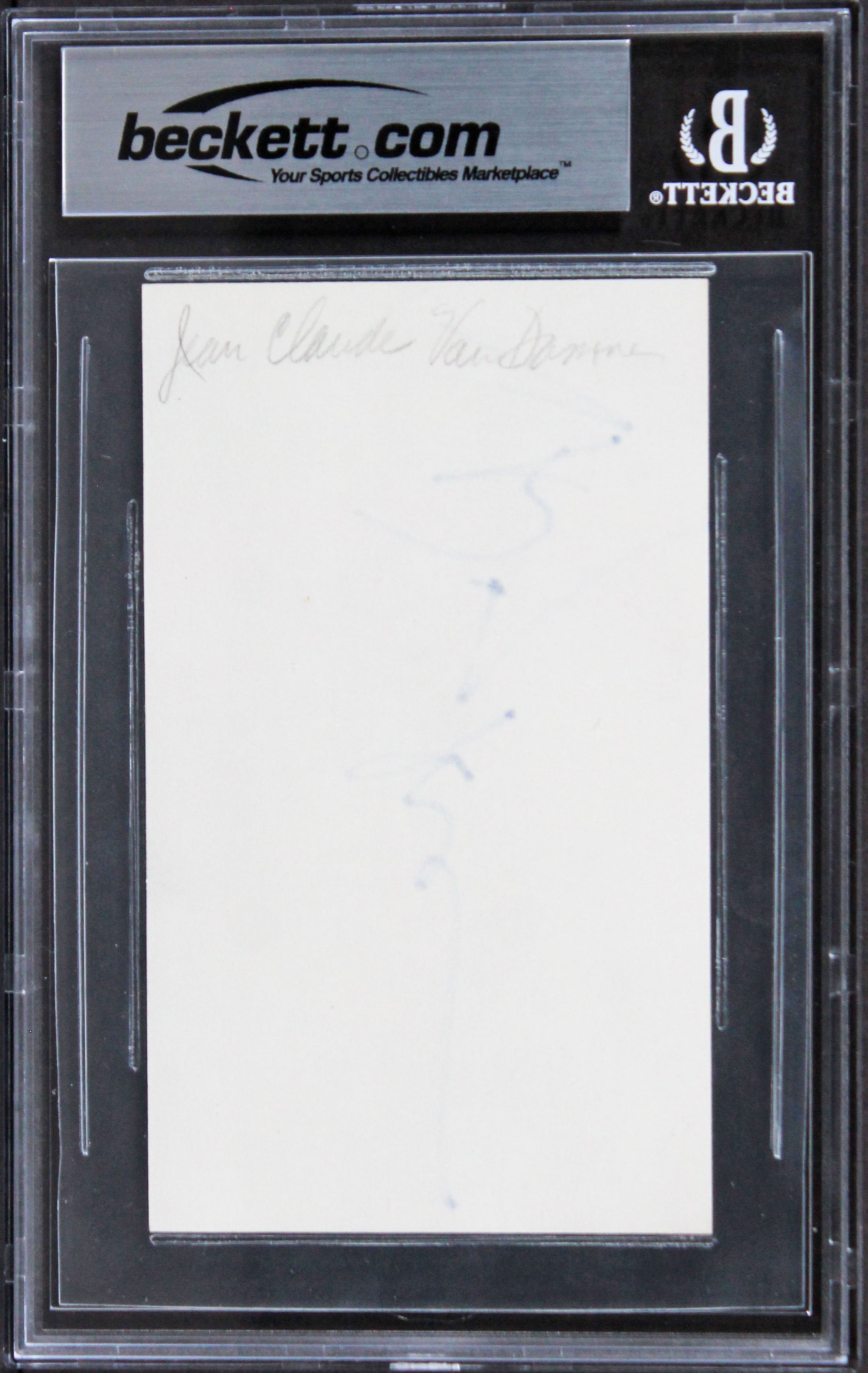 Jean-Claude Van Damme Double Impact Authentic Signed 3x5 Index Card BAS Slab 3