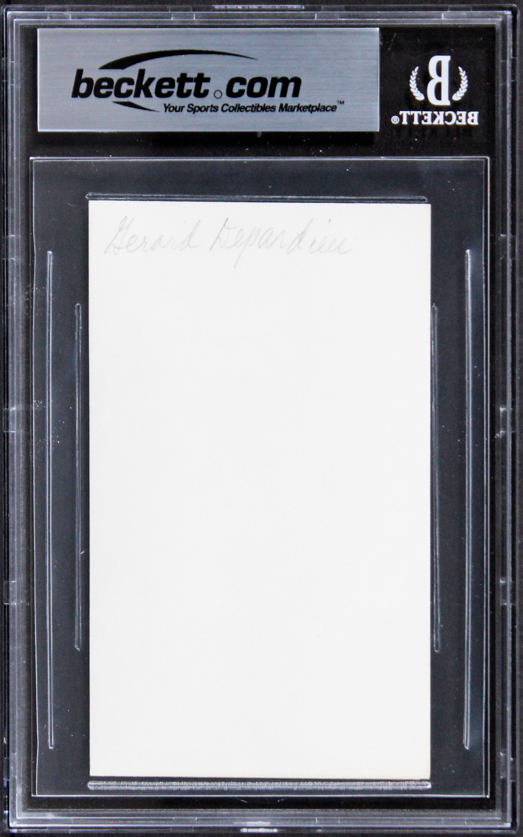 Gerard Depardieu Cyrano de Bergerac Authentic Signed 3x5 Index Card BAS Slab 2