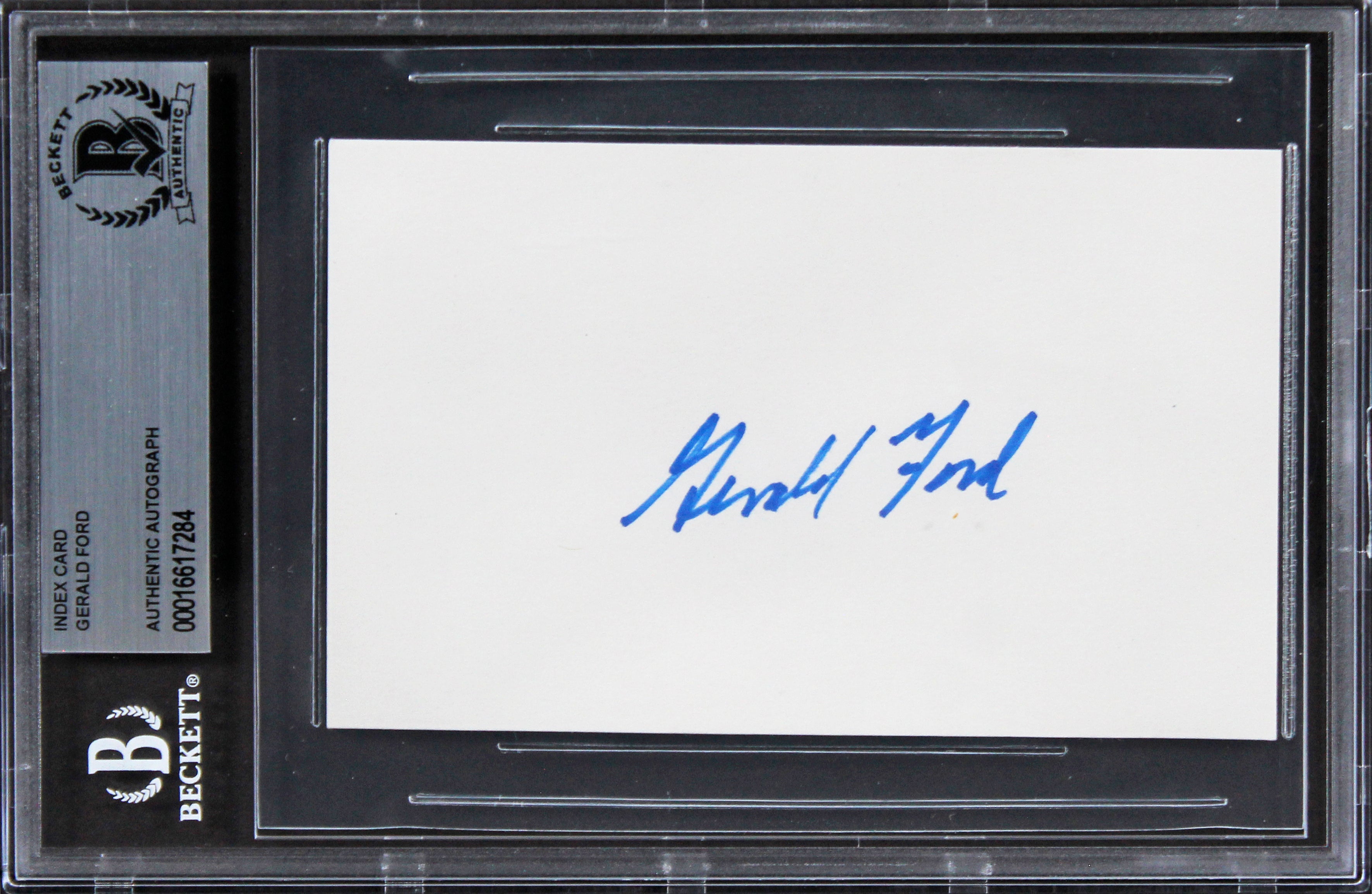 Gerald Ford Former President Authentic Signed 3x5 Index Card BAS Slabbed