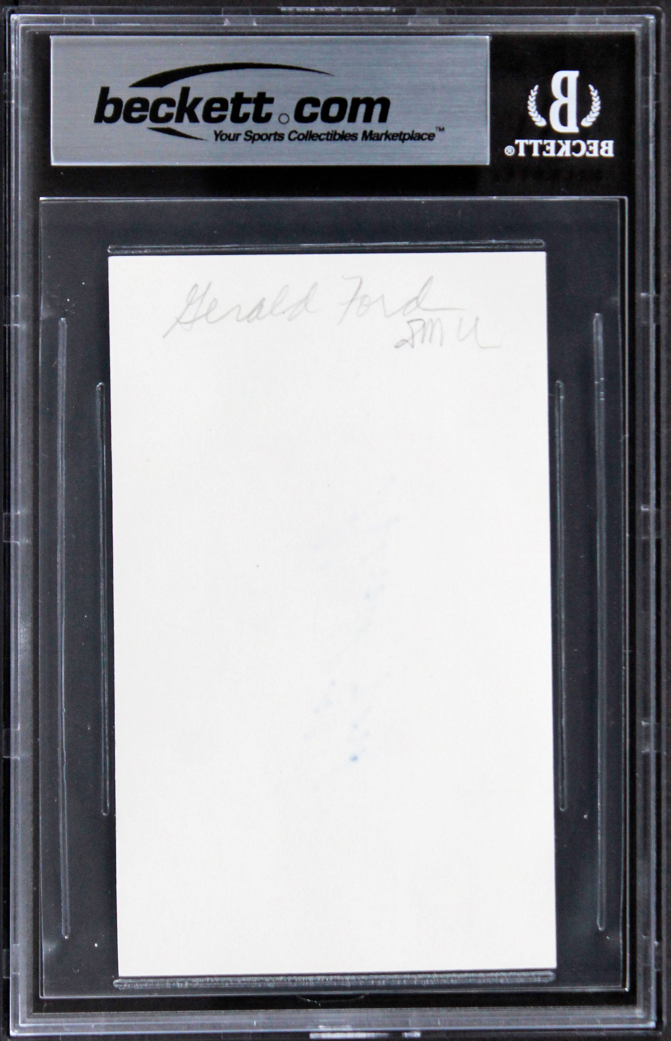 Gerald Ford Former President Authentic Signed 3x5 Index Card BAS Slabbed