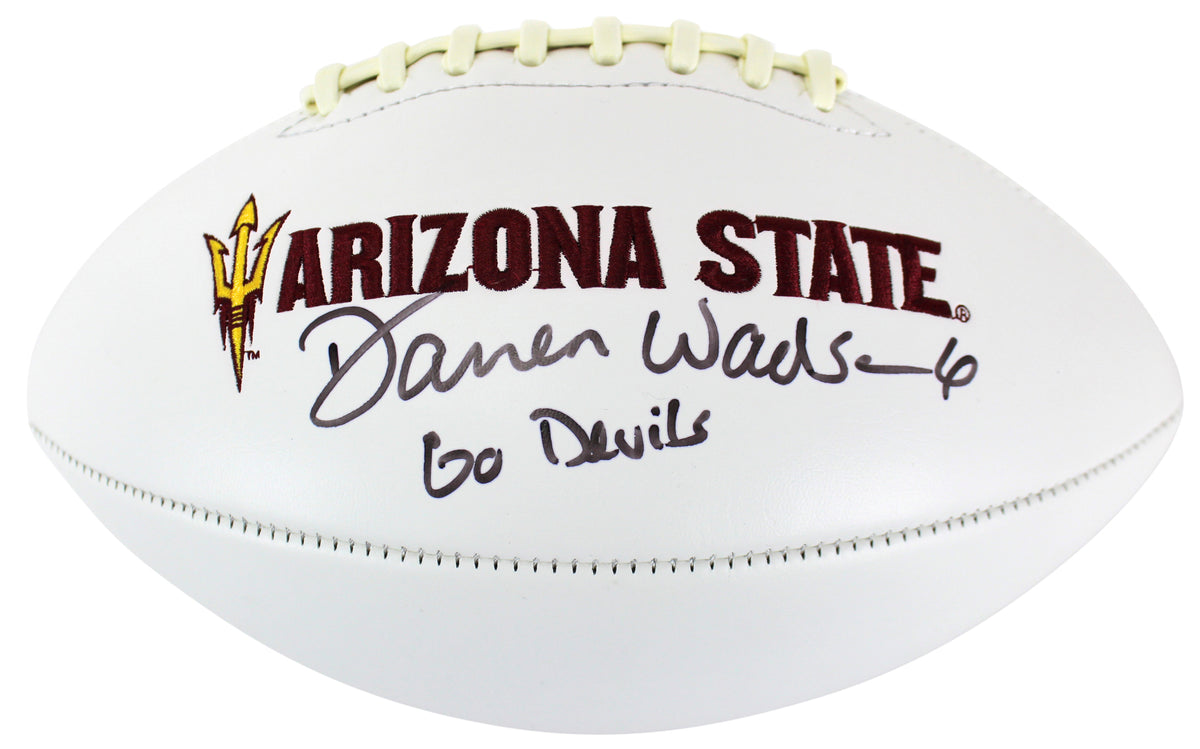 ASU Darren Woodson "Go Devils" Signed White Panel Logo Football BAS Witnessed