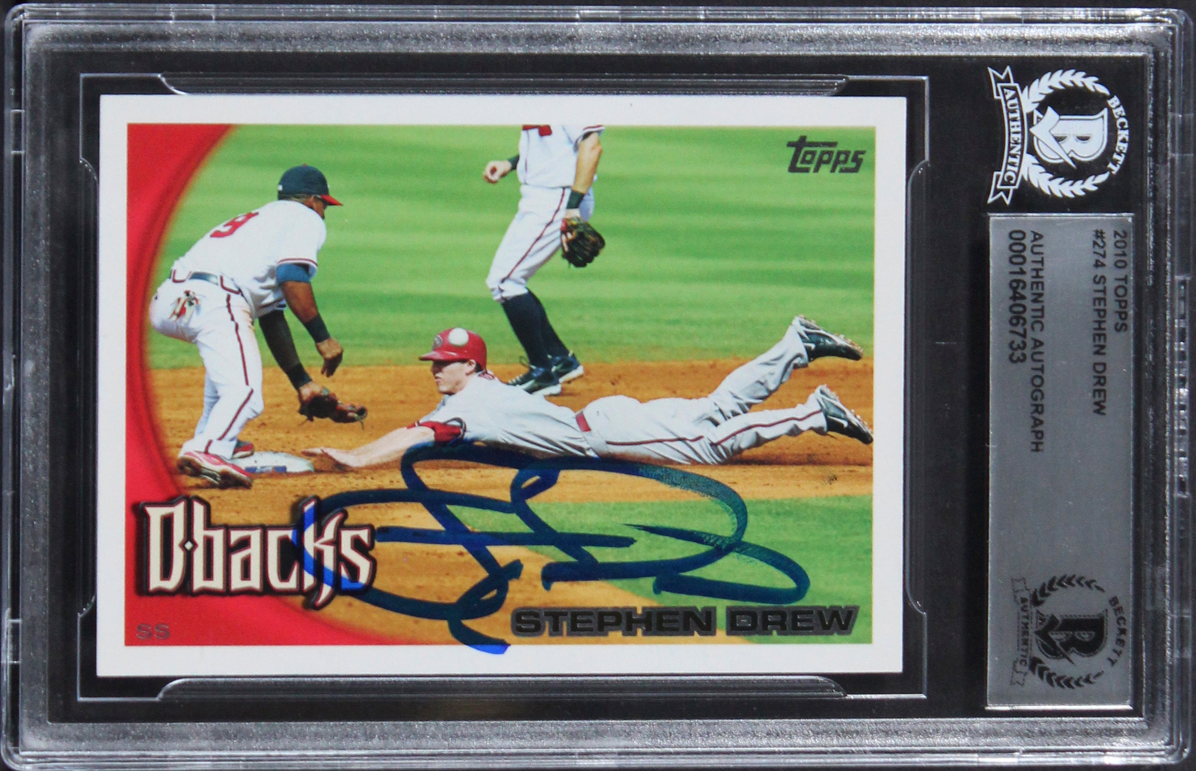 Diamondbacks Stephen Drew Authentic Signed 2010 Topps #274 Card BAS Slabbed