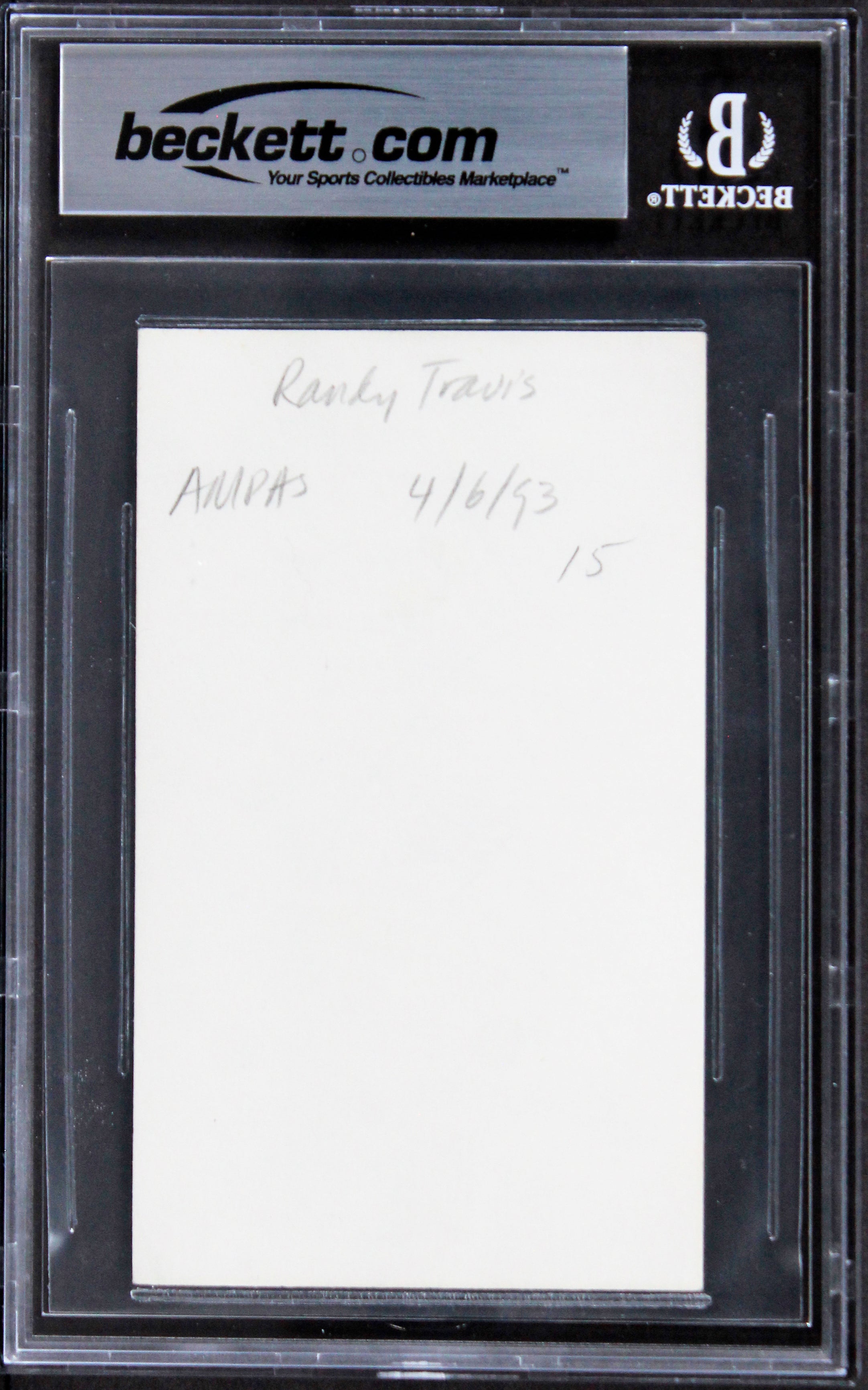 Randy Travis Country Musician Authentic Signed 3x5 Index Card BAS Slabbed 3