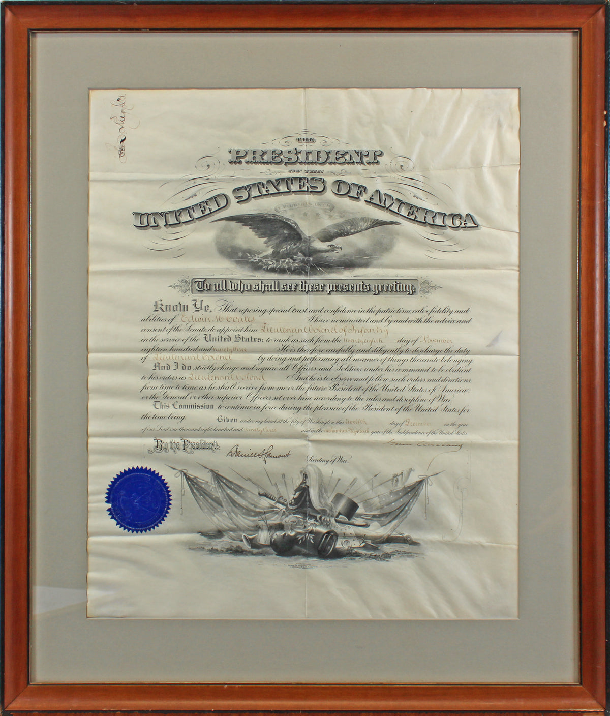 Grover Cleveland Signed & Framed 15.5x19 1893 Military Appointment JSA #XX11830