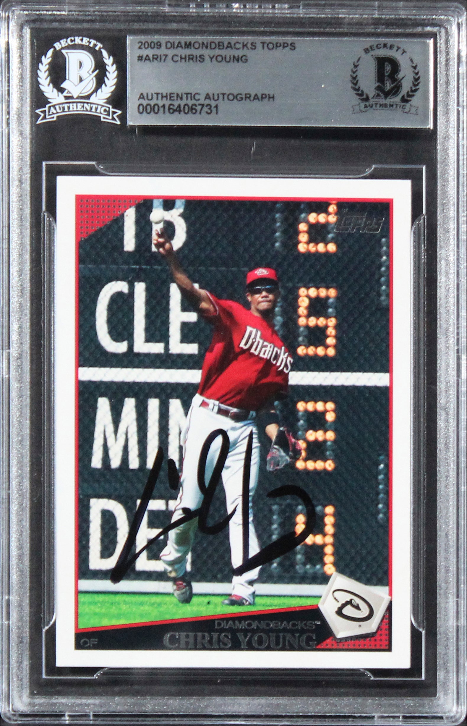 Diamondbacks Chris Young Authentic Signed 2009 Topps #ARI7 Card BAS Slabbed