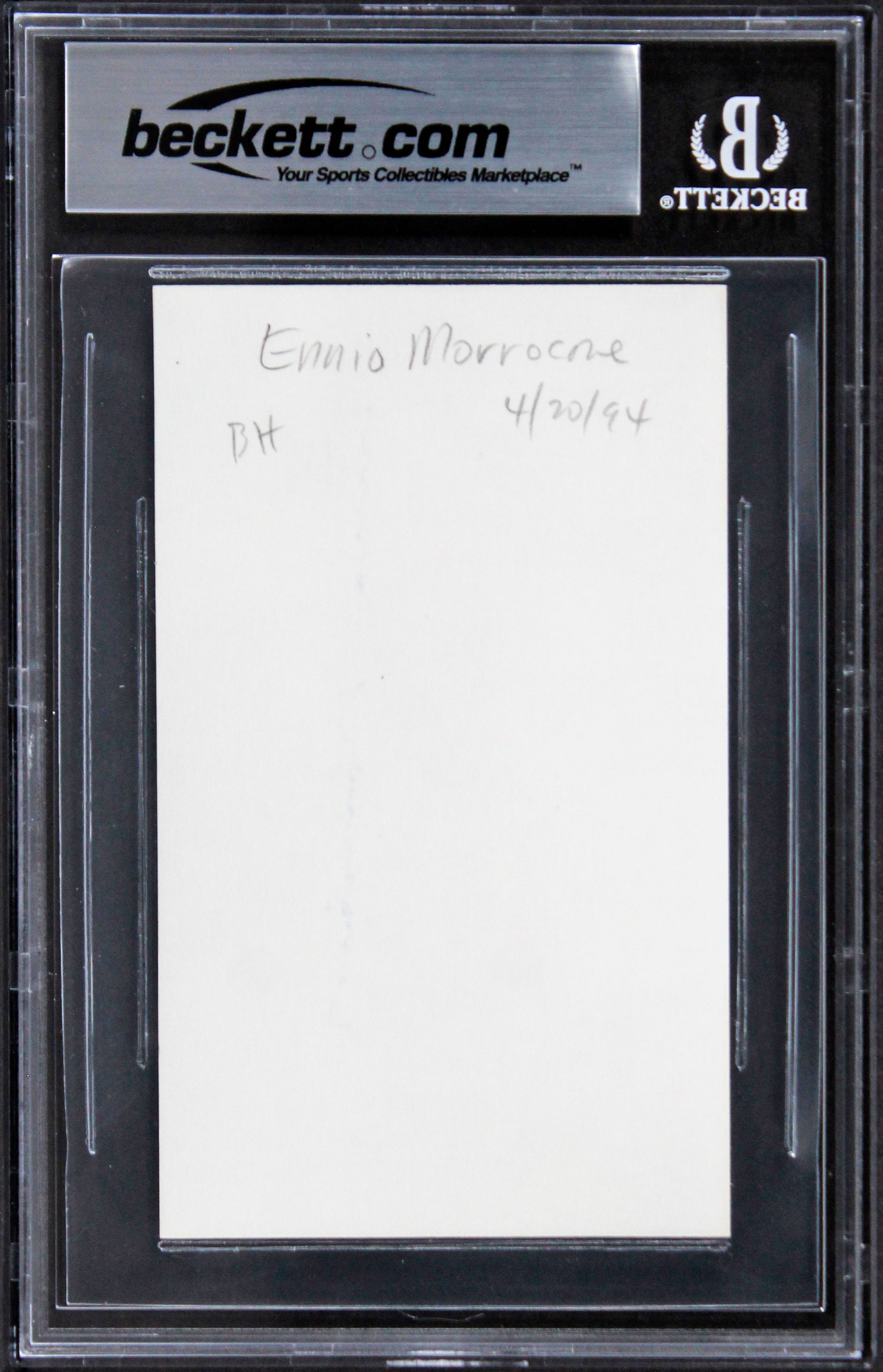 Ennio Morricone The Good, the Bad and the Ugly Signed 3x5 Index Card BAS Slabbed