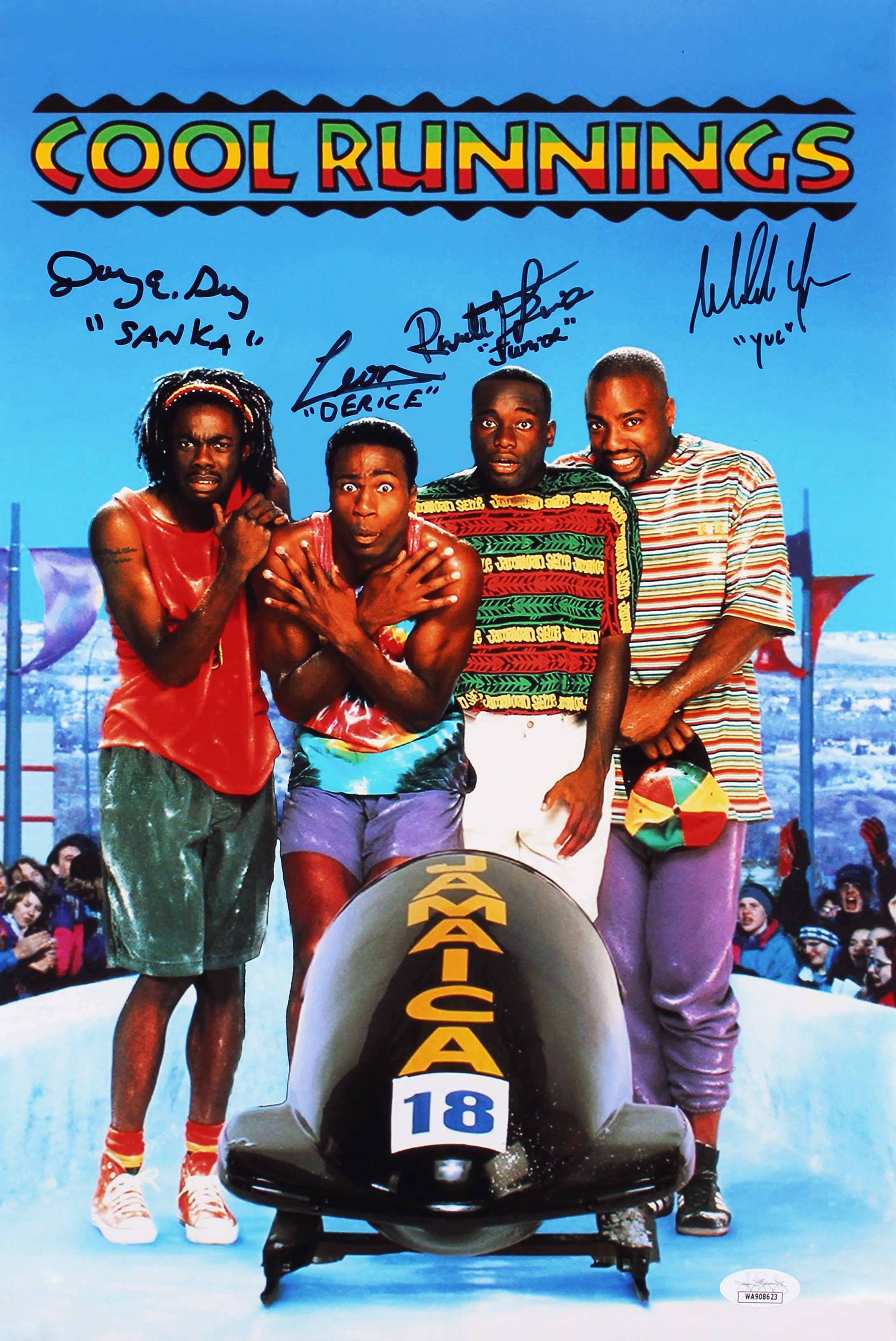 Cool Runnings (3) Lewis, Doug, Leon & Yoba Signed 12x18 Photo JSA Witness