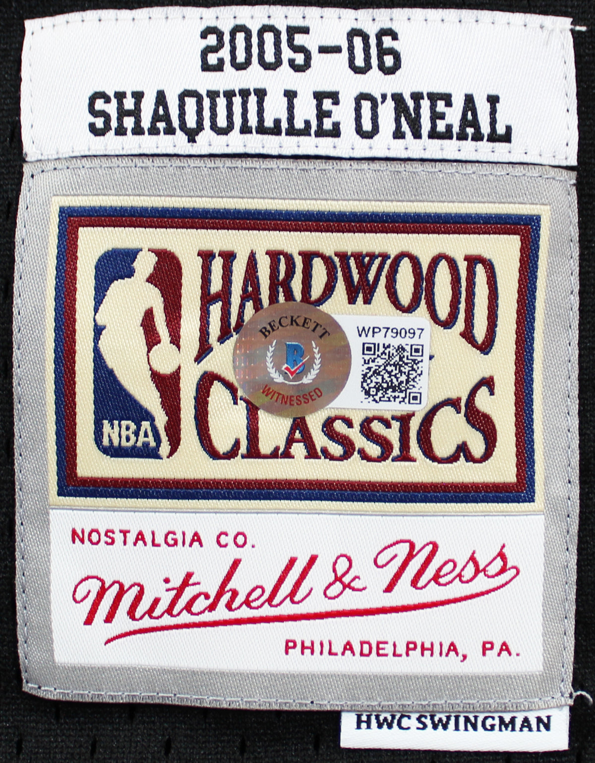 Heat Shaquille O'Neal Signed Black M&N HWC Swingman Jersey BAS Witness #WP79097