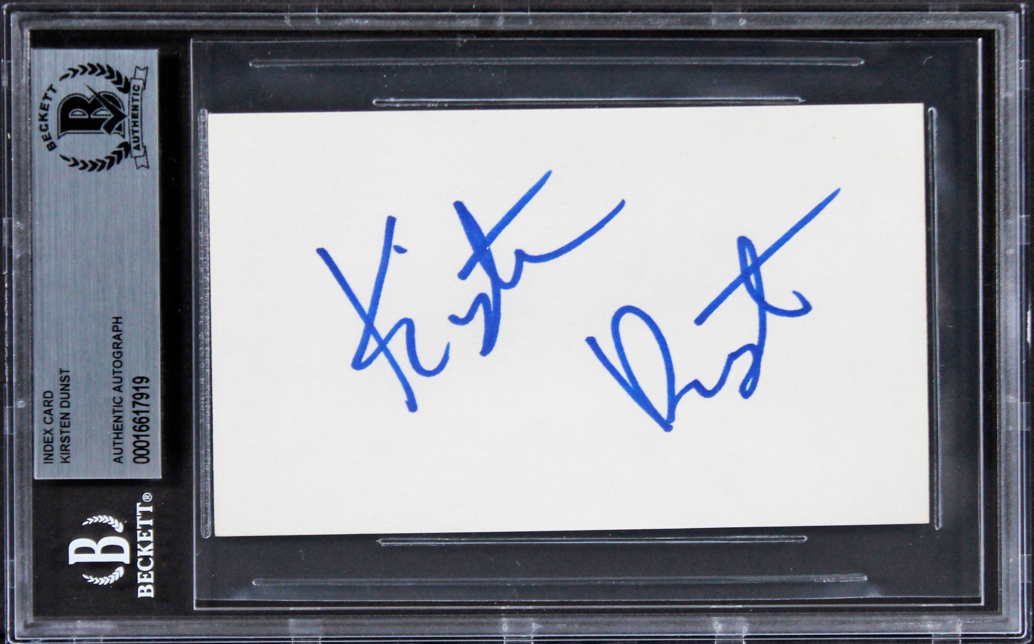 Kirsten Dunst Spider-Man Authentic Signed 3x5 Index Card Autographed BAS Slabbed