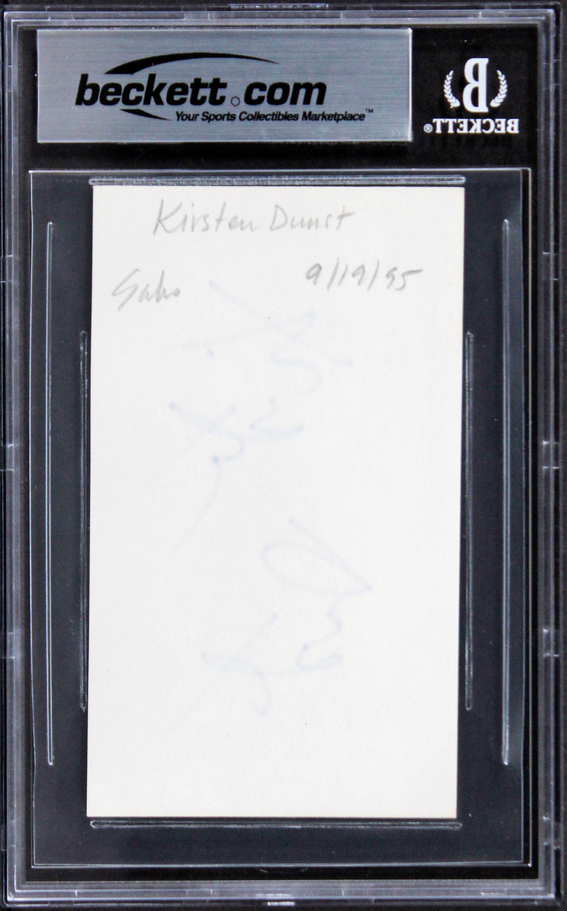 Kirsten Dunst Spider-Man Authentic Signed 3x5 Index Card Autographed BAS Slabbed