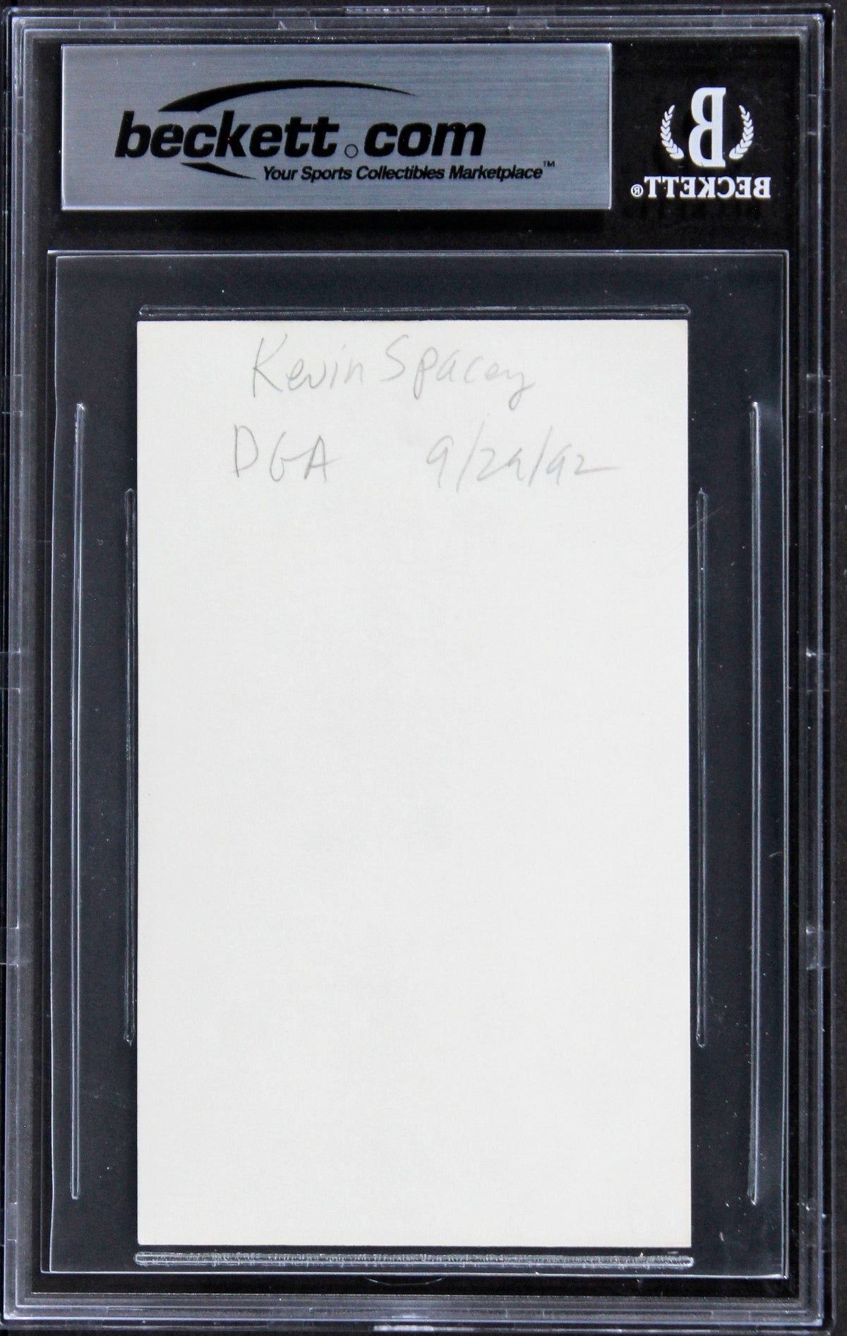 Kevin Spacey The Usual Suspects Authentic Signed 3x5 Index Card BAS Slabbed 3