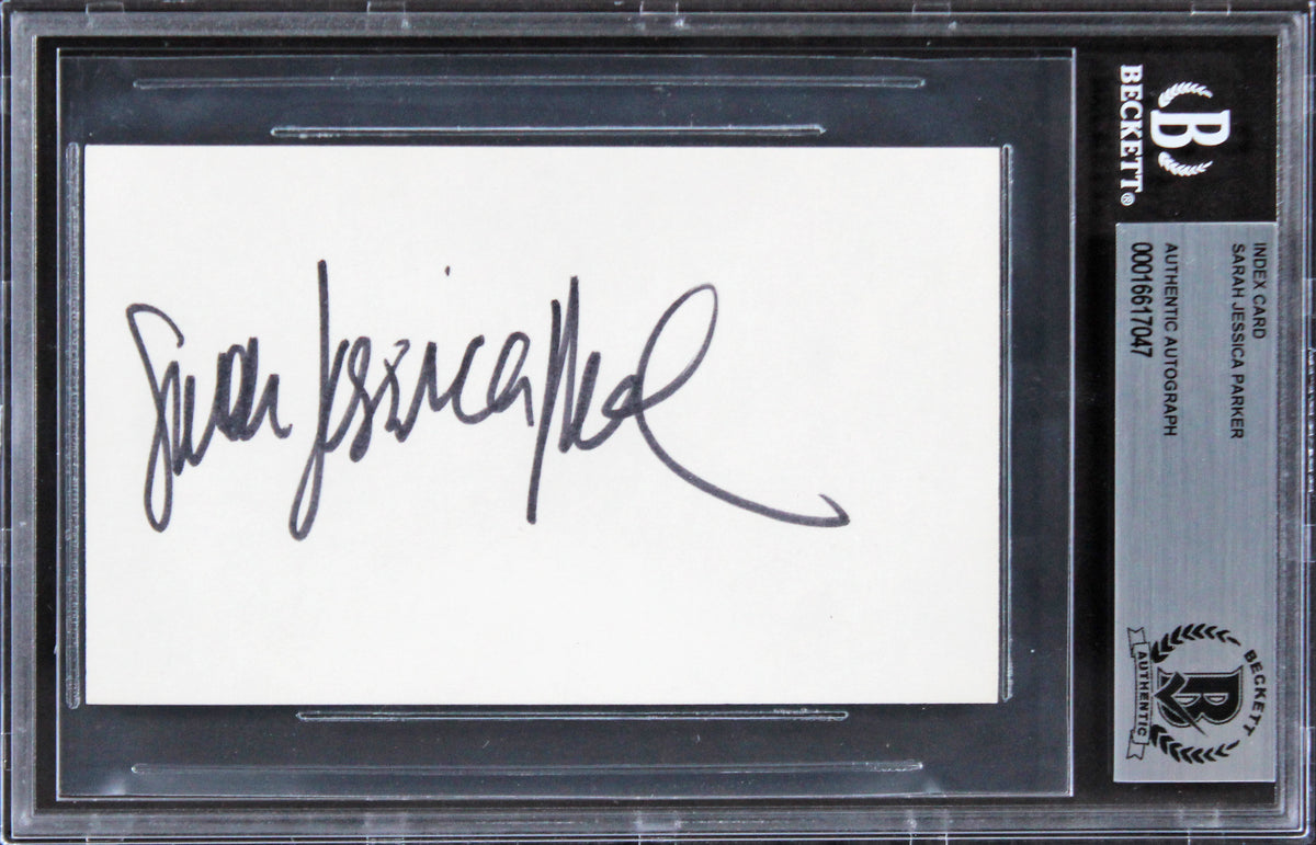 Sarah Jessica Parker Sex And The City Signed 3x5 Index Card BAS Slabbed