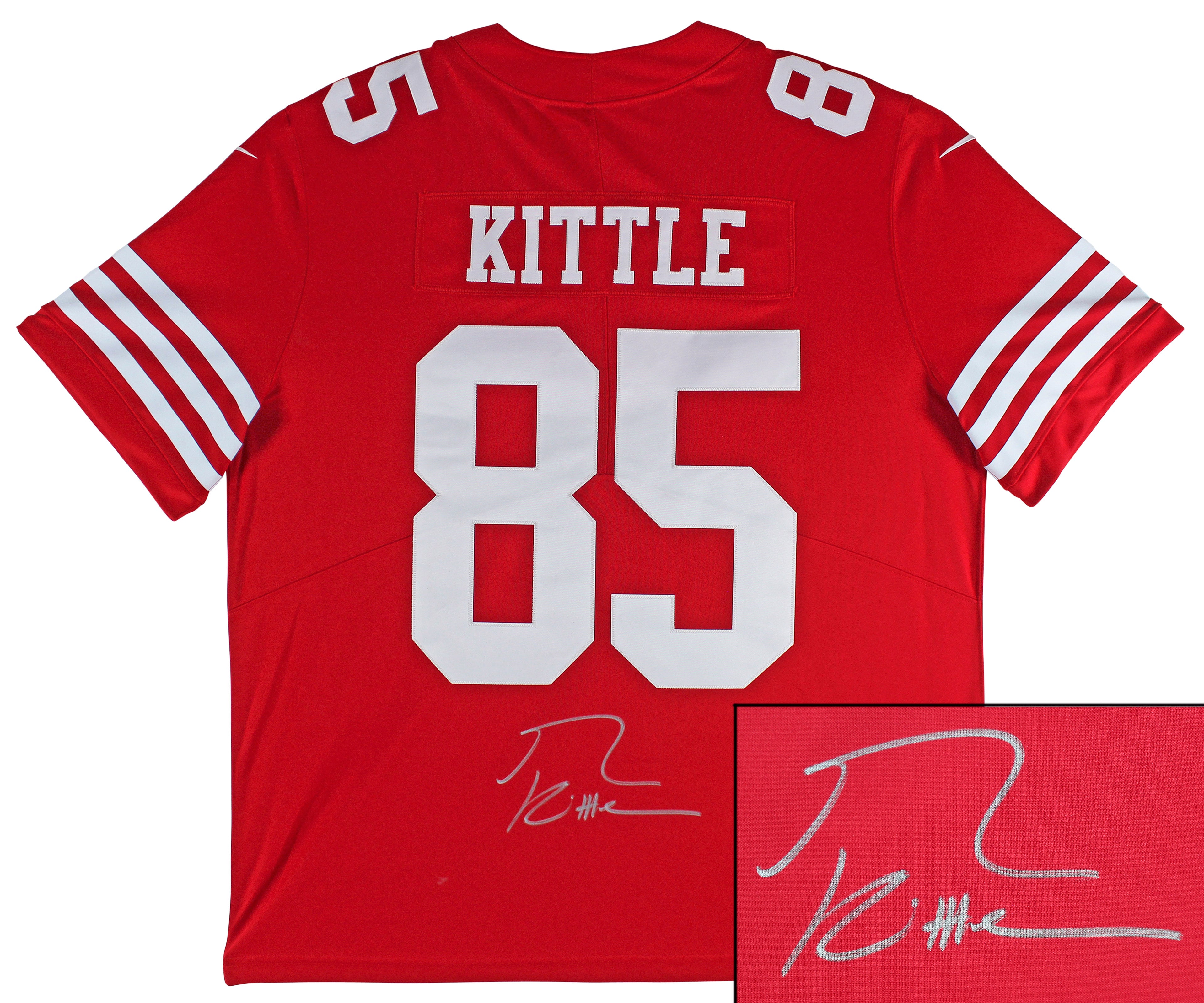 49ers George Kittle Authentic Signed Red Nike Elite Jersey BAS Witnessed