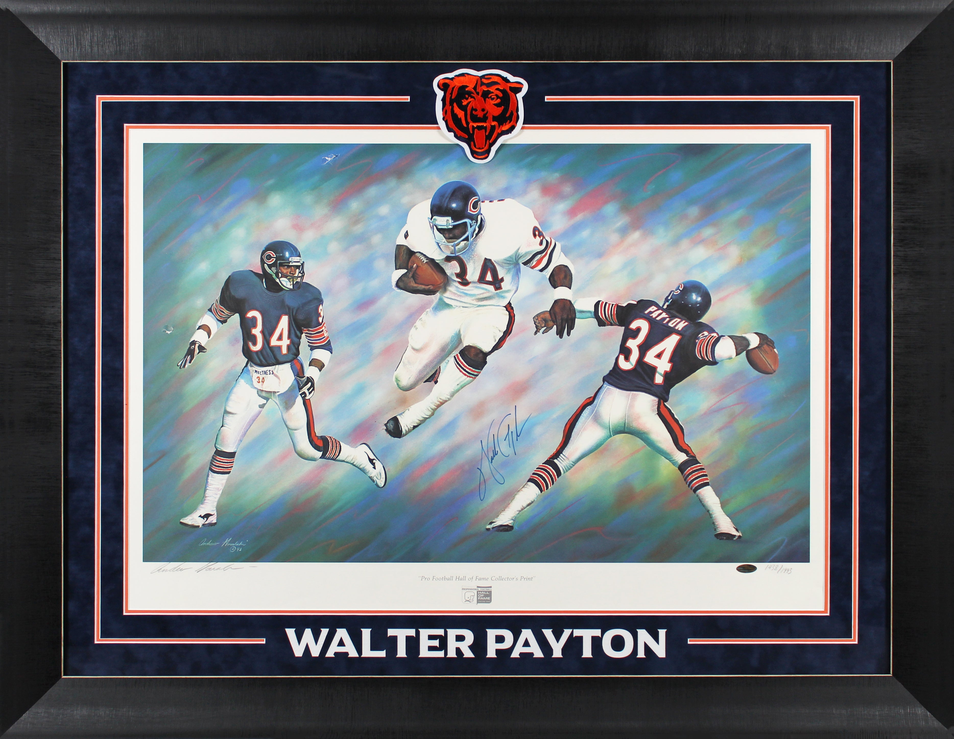 Bears Walter Payton Signed & Framed 20x30 Lithograph LE #1438/1993 BAS #AC33324