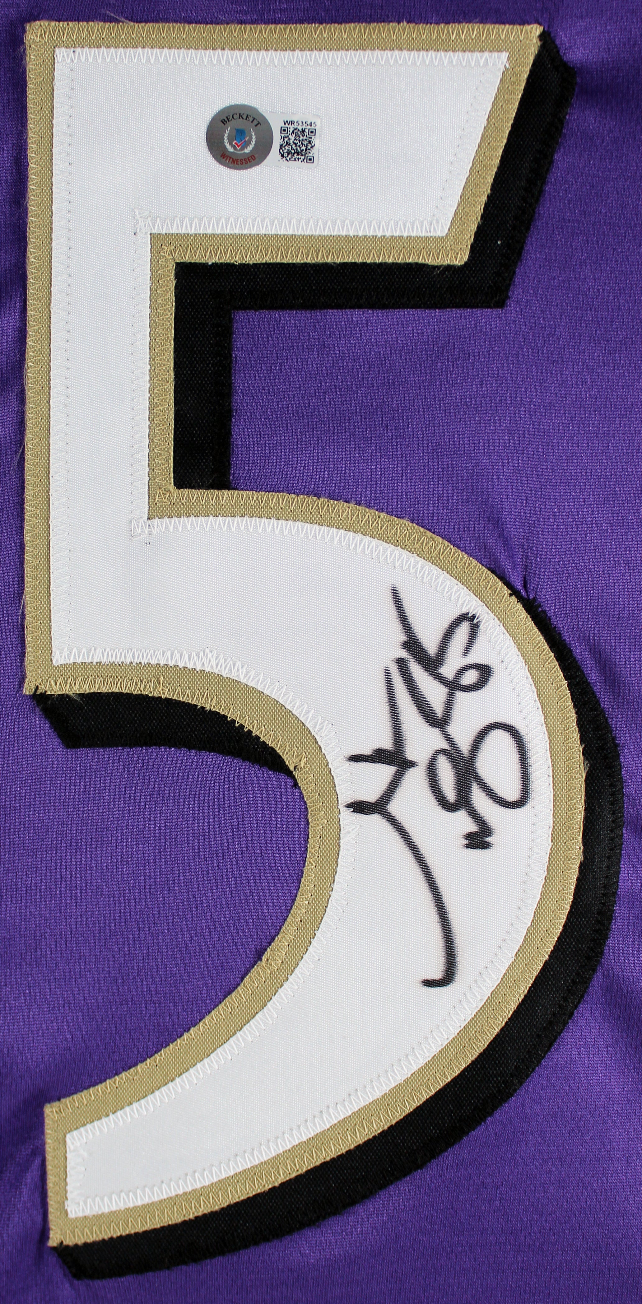 Derrick Mason Authentic Signed Purple Pro Style Jersey Autographed BAS Witnessed