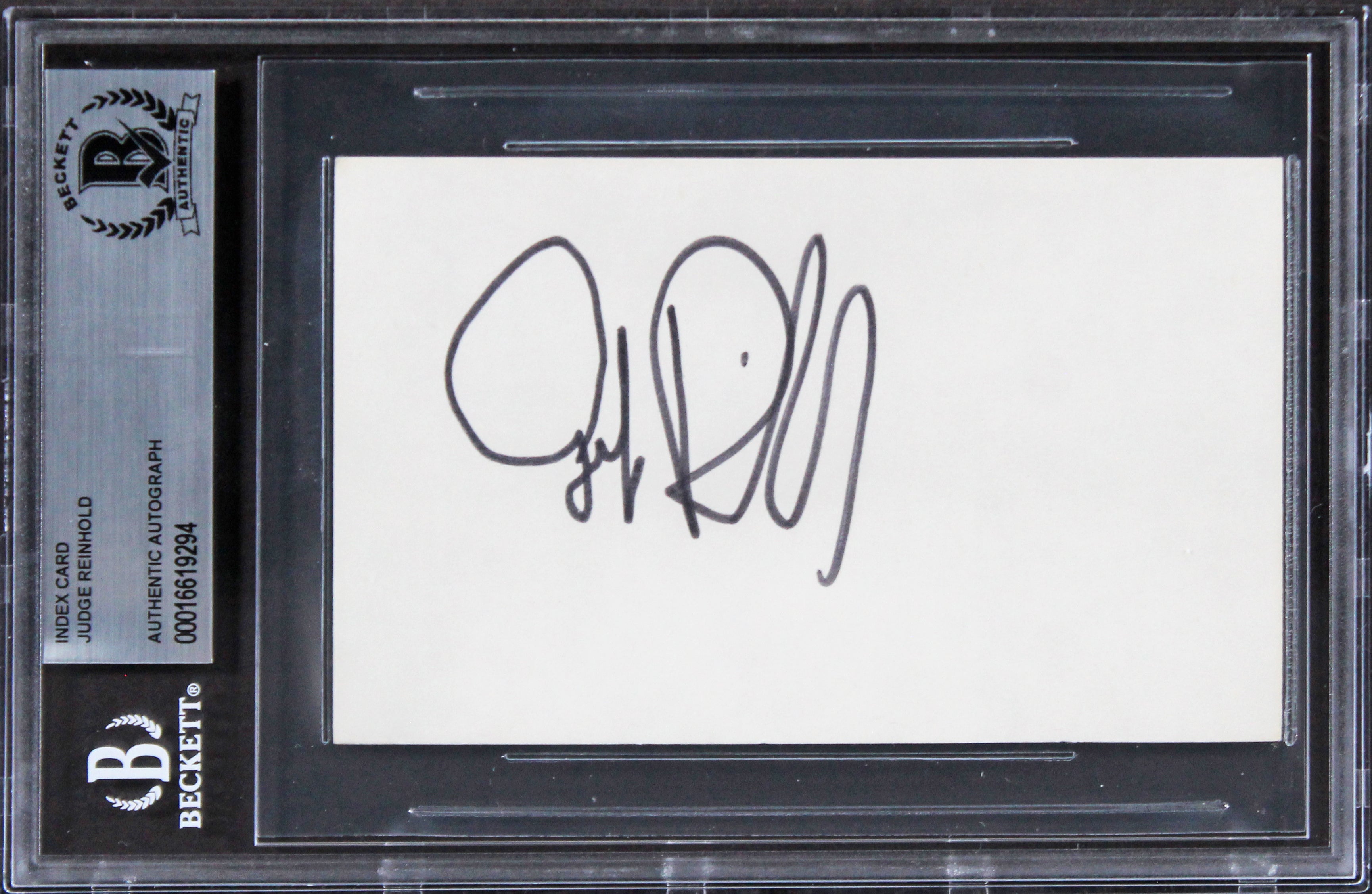 Judge Reinhold Stripes Authentic Signed 3x5 Index Card Autographed BAS Slabbed