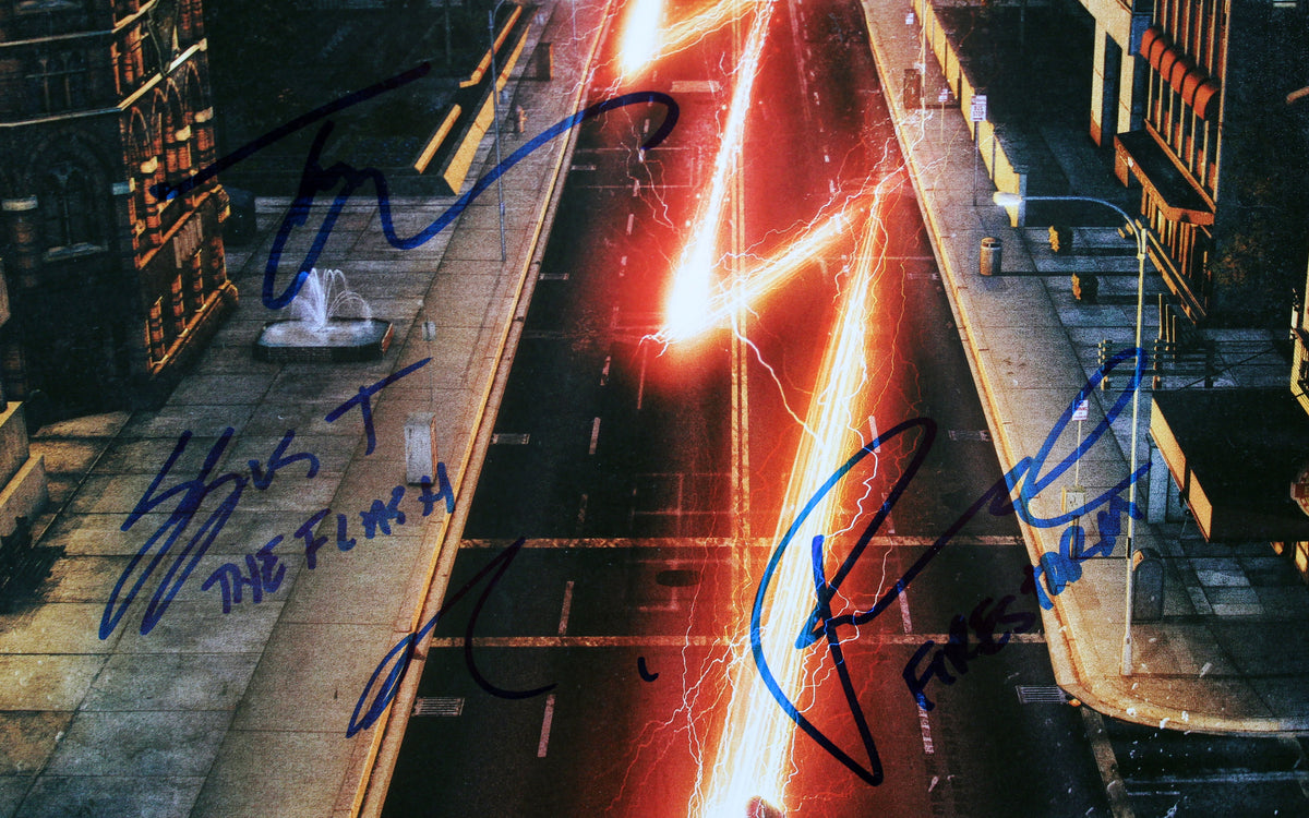 The Flash (5) Gustin, Cavanaugh, Amell, Barber & Purcell Signed 12x18 Photo BAS