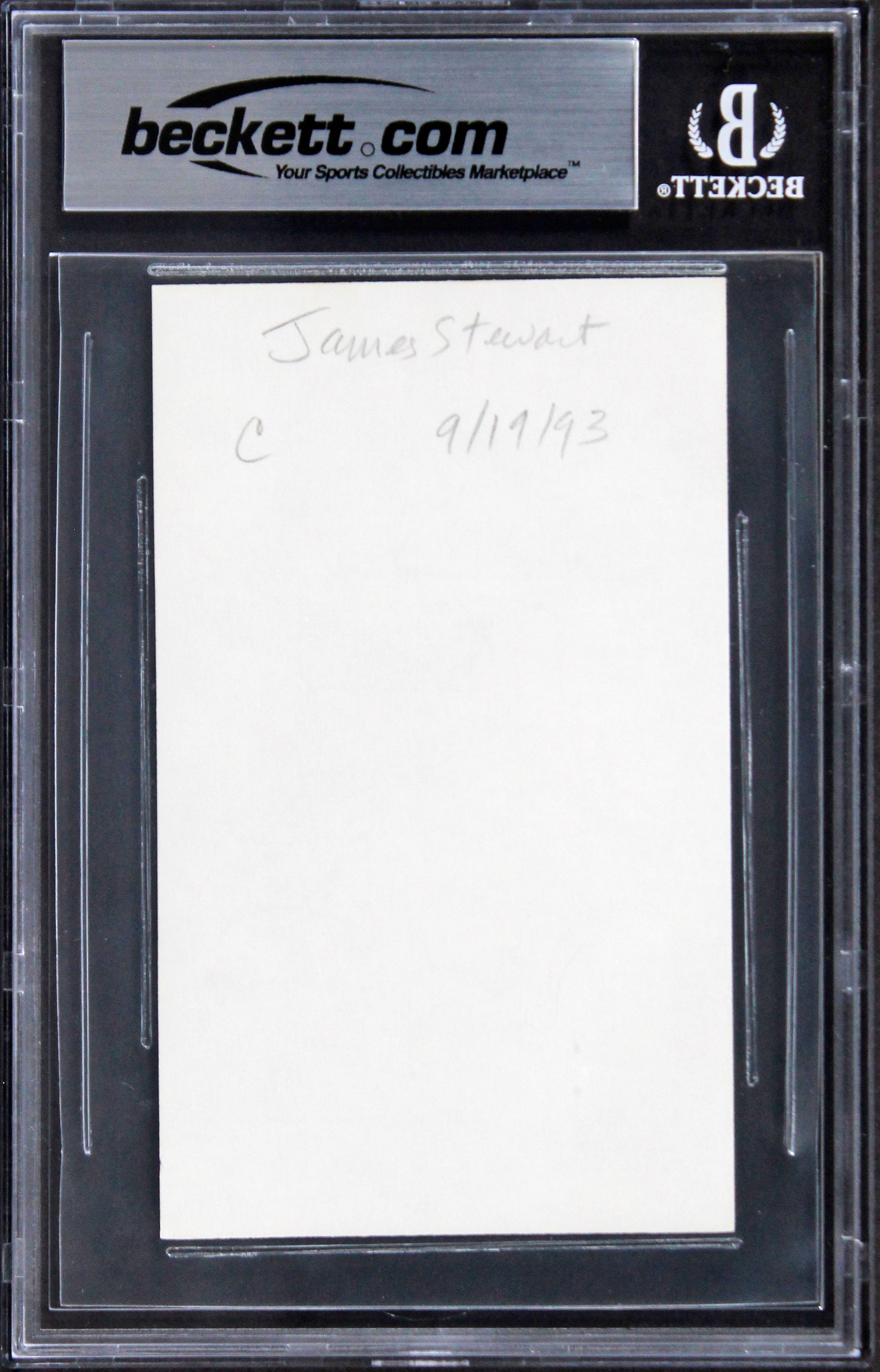James Stewart It's a Wonderful Life Signed 3x5 Index Card BAS Slabbed 2
