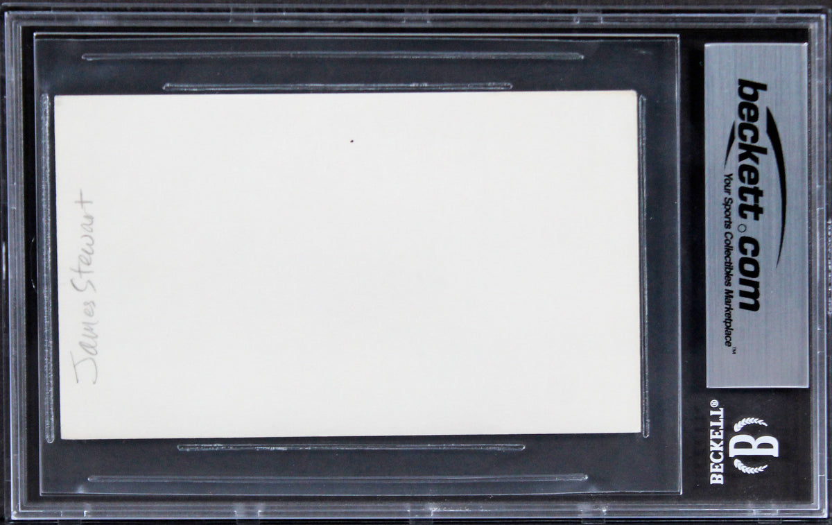 James Stewart It's a Wonderful Life Signed 3x5 Index Card BAS Slabbed 5