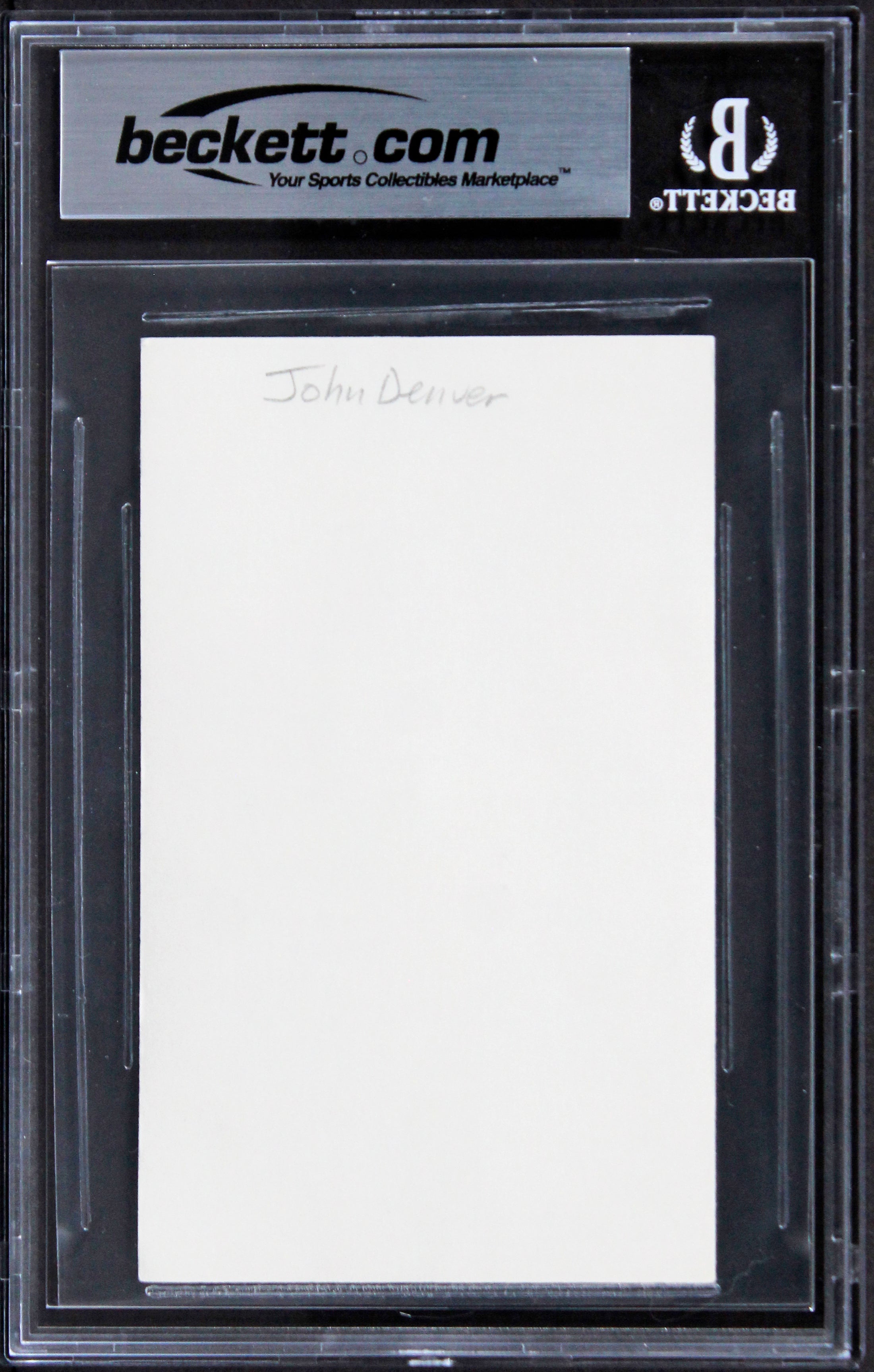John Denver Singer Authentic Signed 3x5 Index Card Autographed BAS Slabbed 1
