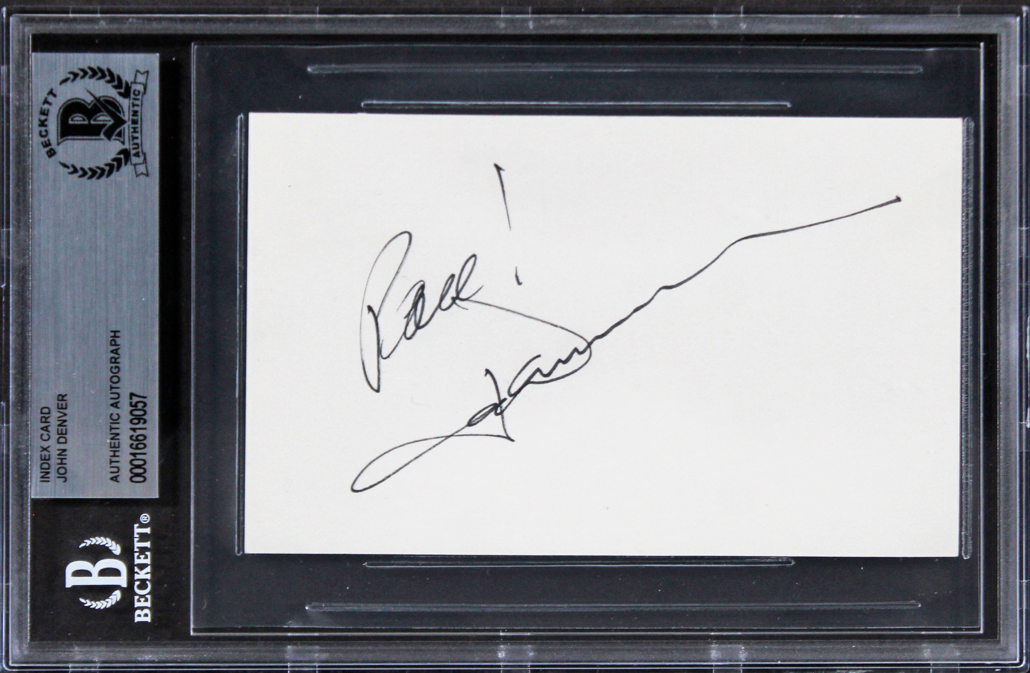 John Denver Singer Authentic Signed 3x5 Index Card Autographed BAS Slabbed 2