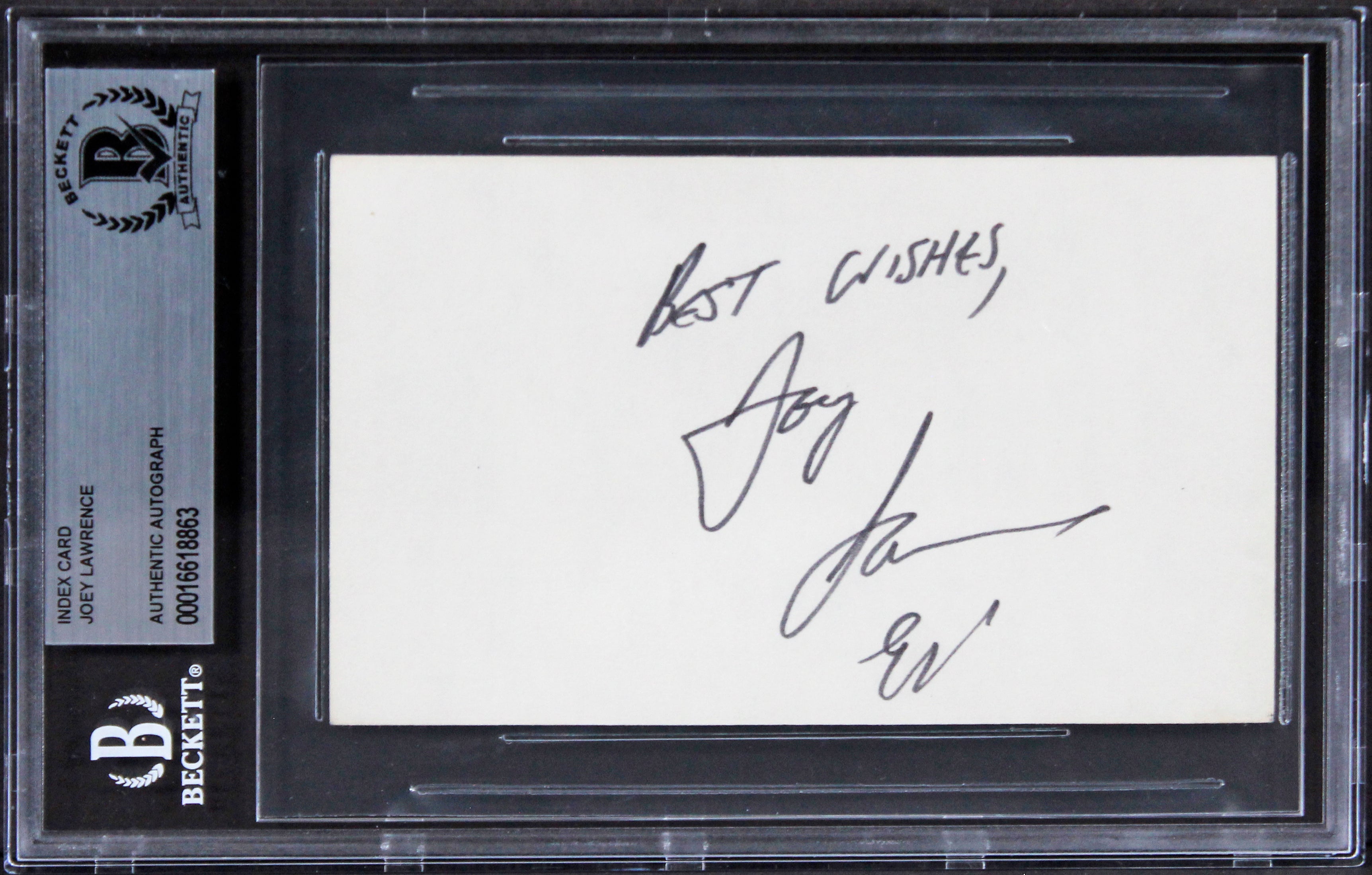 Joey Lawrence Blossom "Best Wishes" Authentic Signed 3x5 Index Card BAS Slabbed