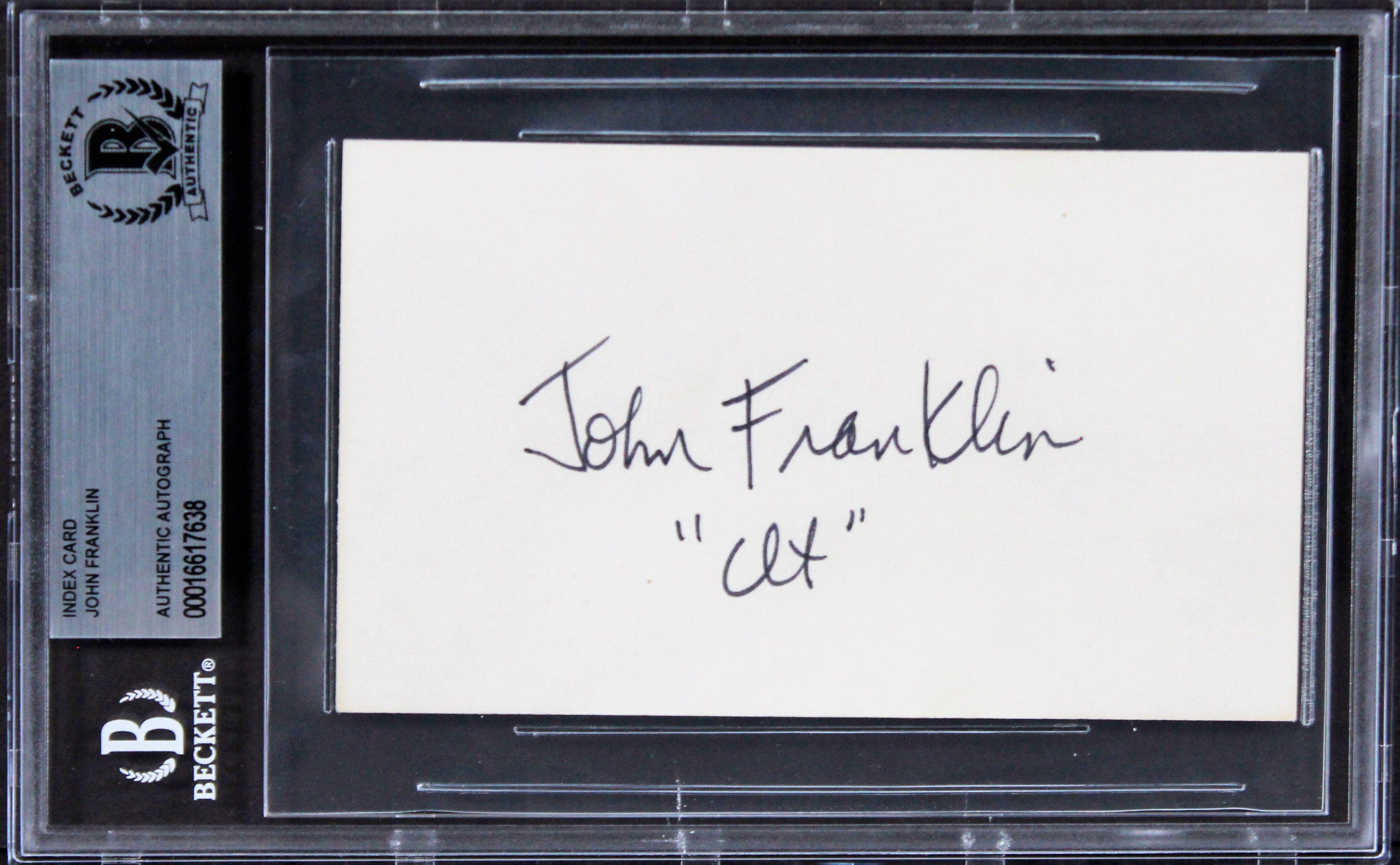 John Franklin Children of the Corn "CLT" Signed 3x5 Index Card BAS Slabbed