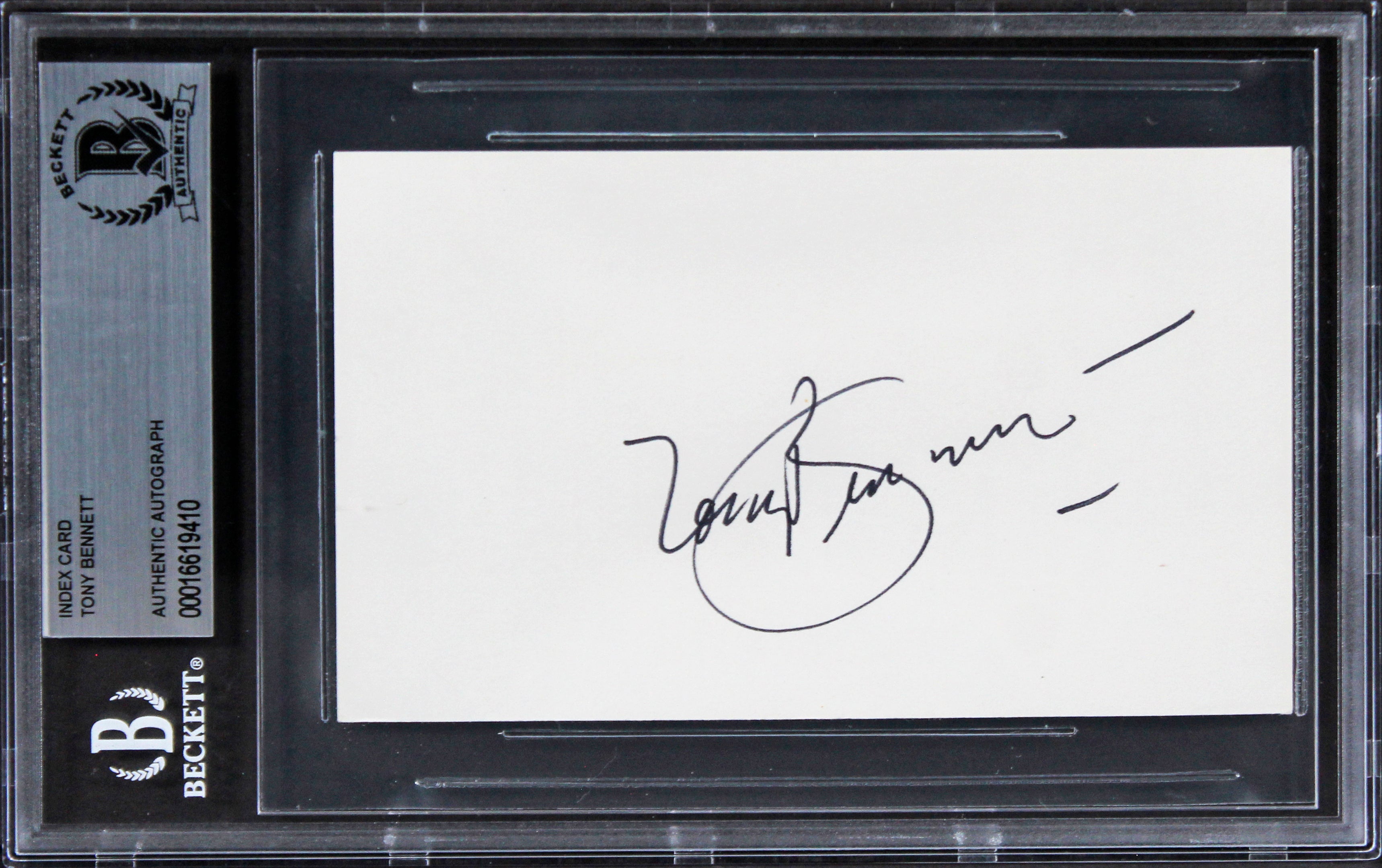 Tony Bennett Musician Authentic Signed 3x5 Index Card Autographed BAS Slabbed 3