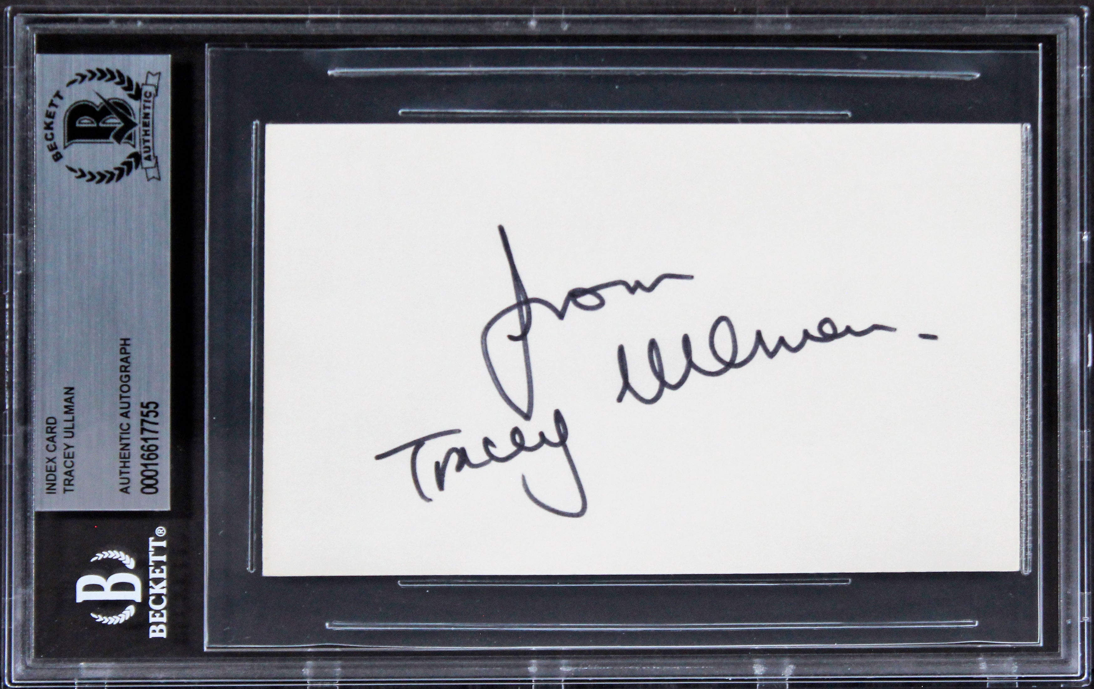 Tracey Ullman The Tracey Ullman Show "Love" Signed 3x5 Index Card BAS Slabbed