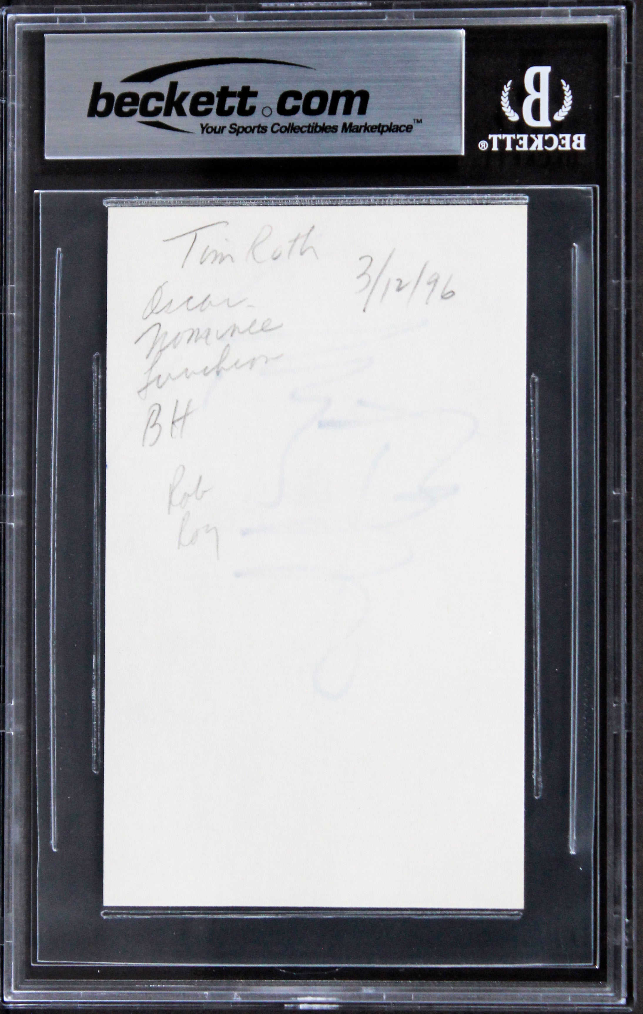 Tim Roth Reservoir Dogs Signed 3x5 Index Card Autographed BAS Slabbed 1