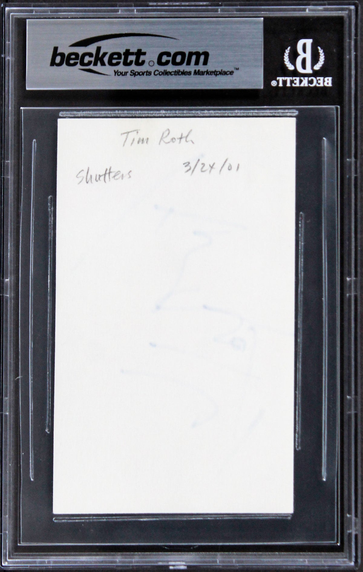 Tim Roth Reservoir Dogs Signed 3x5 Index Card Autographed BAS Slabbed 2