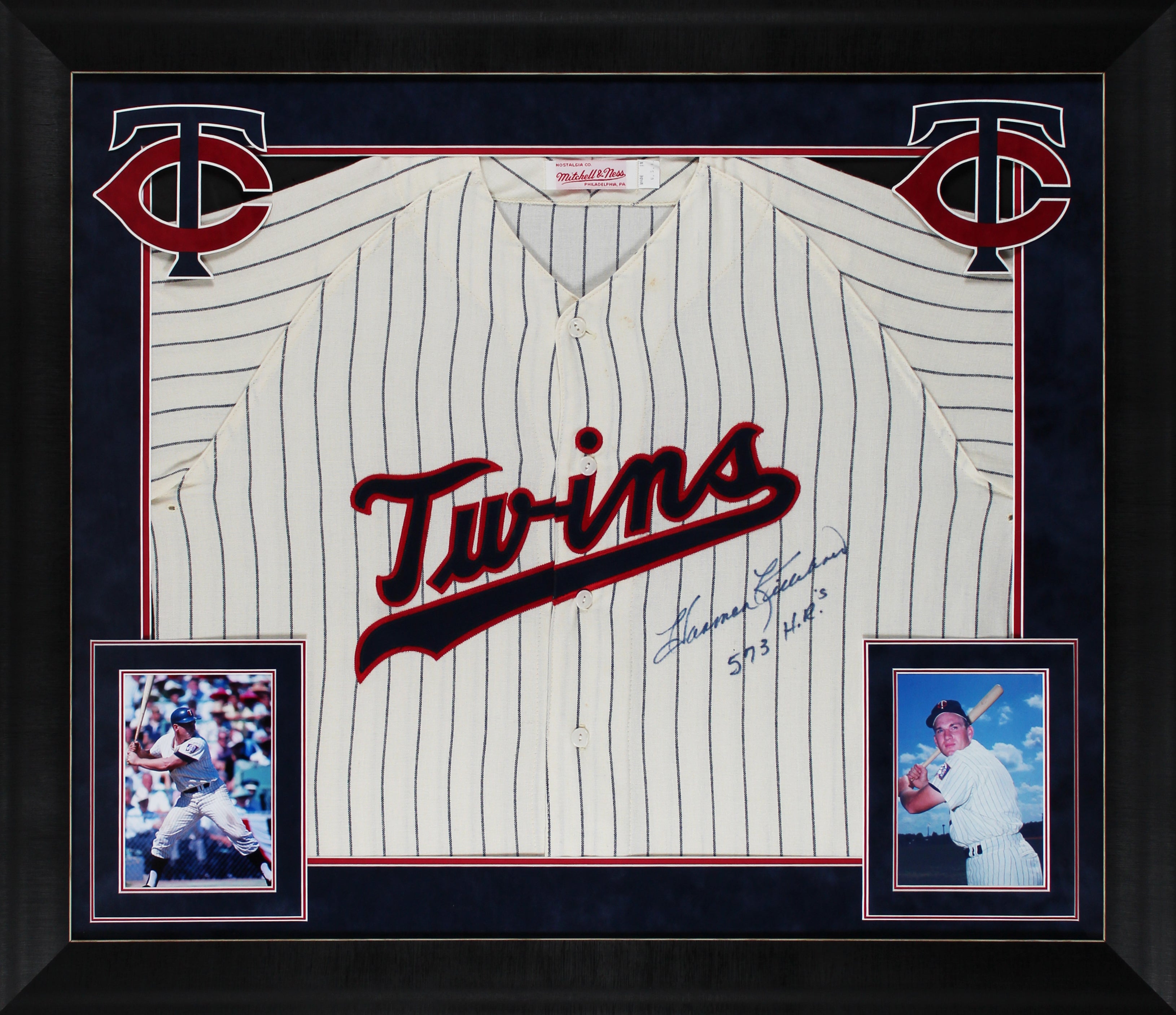 Twins Harmon Killebrew "573 HR's" Signed CC M&N Framed Jersey BAS #BD20023