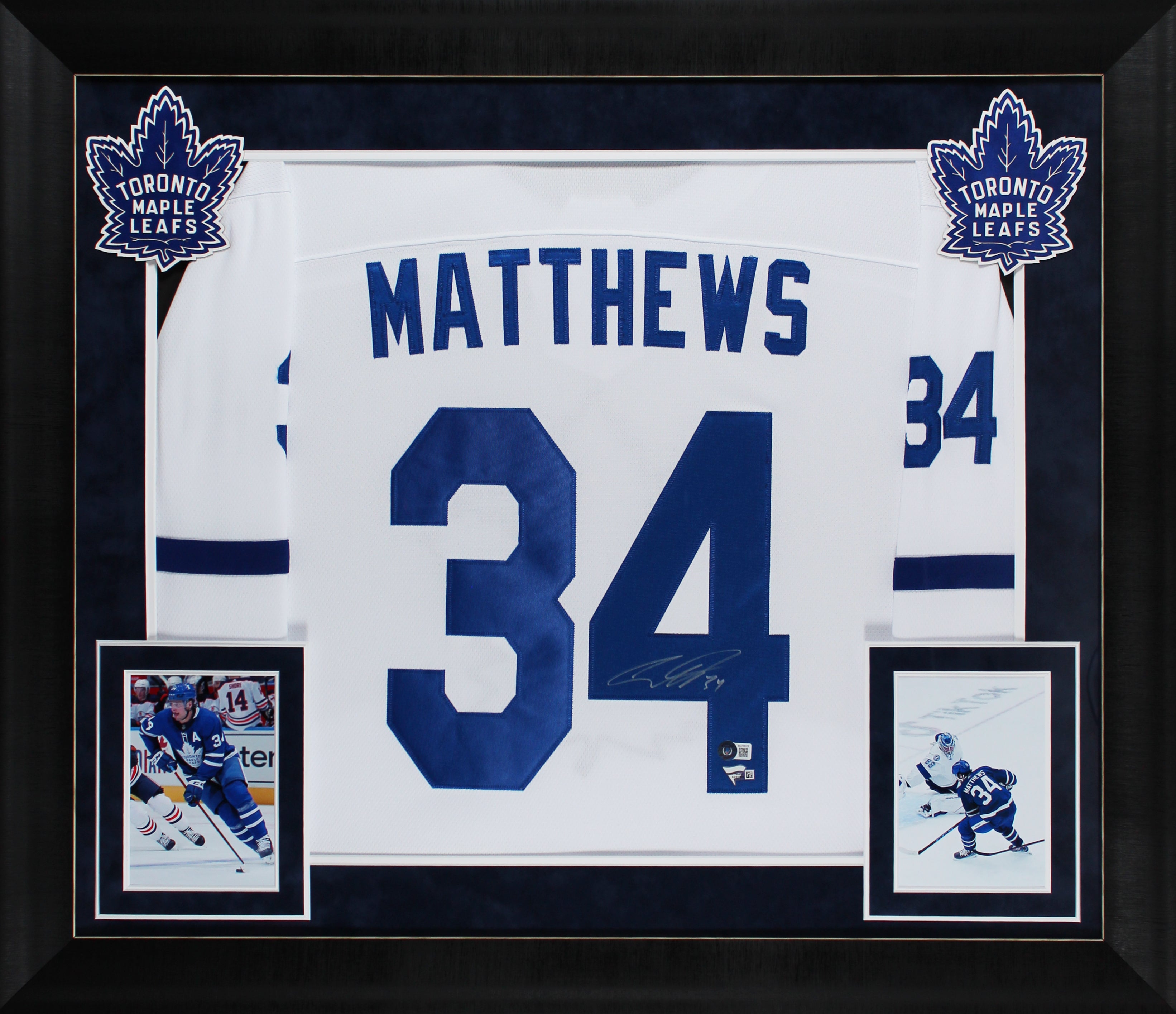 Maple Leafs Auston Matthews Signed White Fanatics Breakaway Framed Jersey BAS