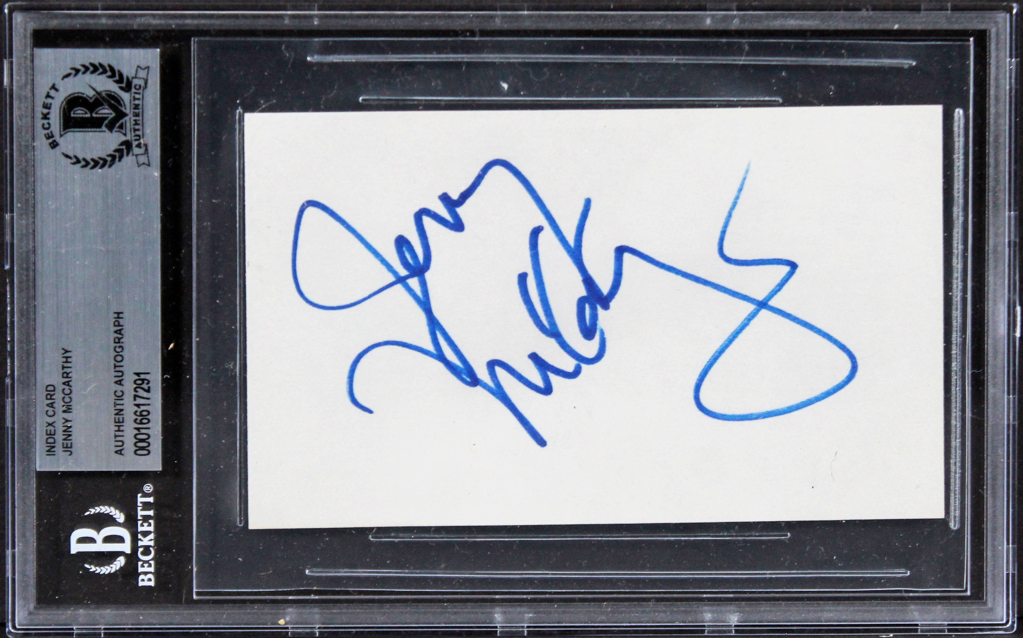 Jenny McCarthy Dirty Love Authentic Signed 3x5 Index Card BAS Slabbed