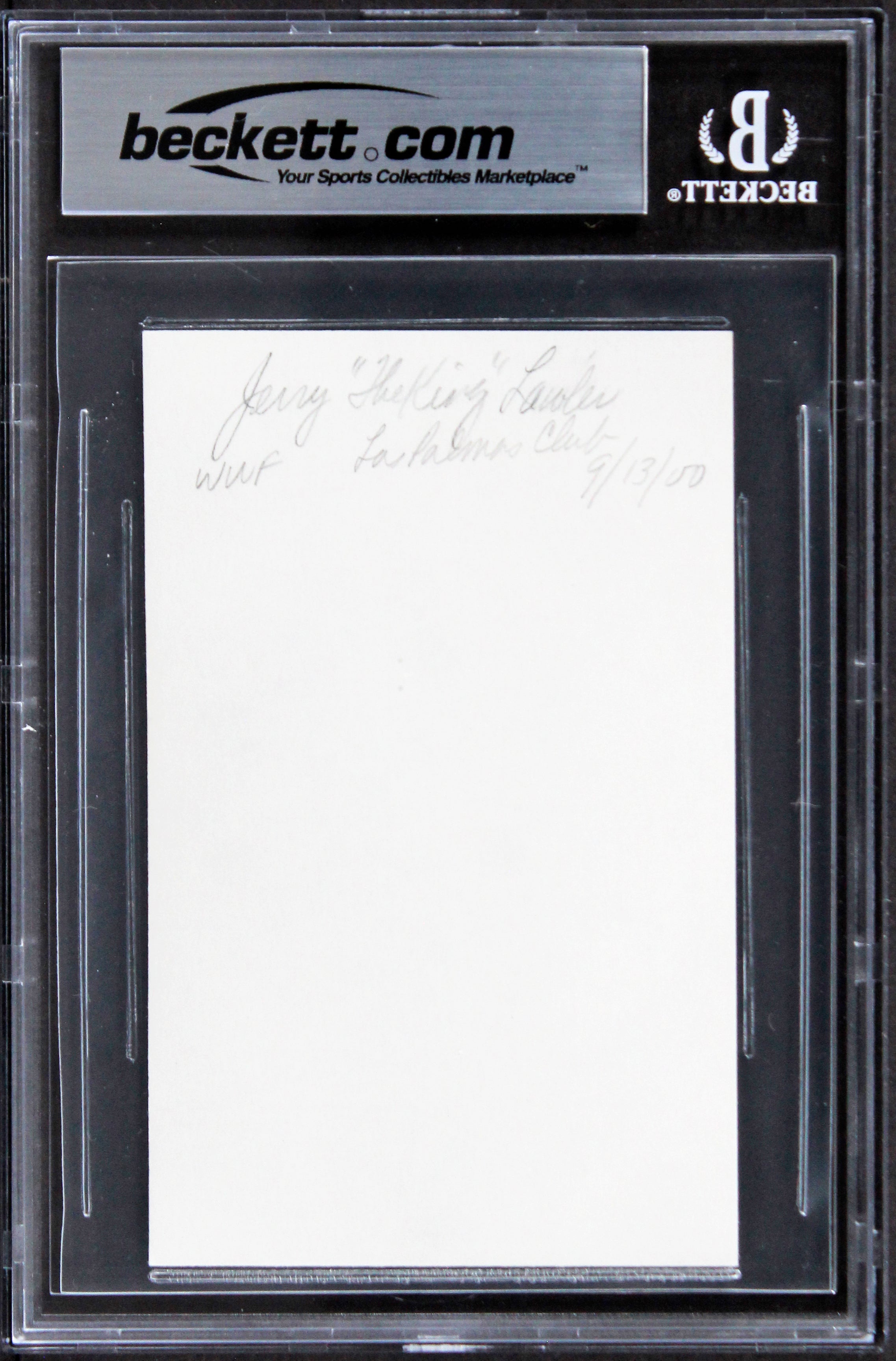 Jerry Lawler WWE "King" Authentic Signed 3x5 Index Card BAS Slabbed