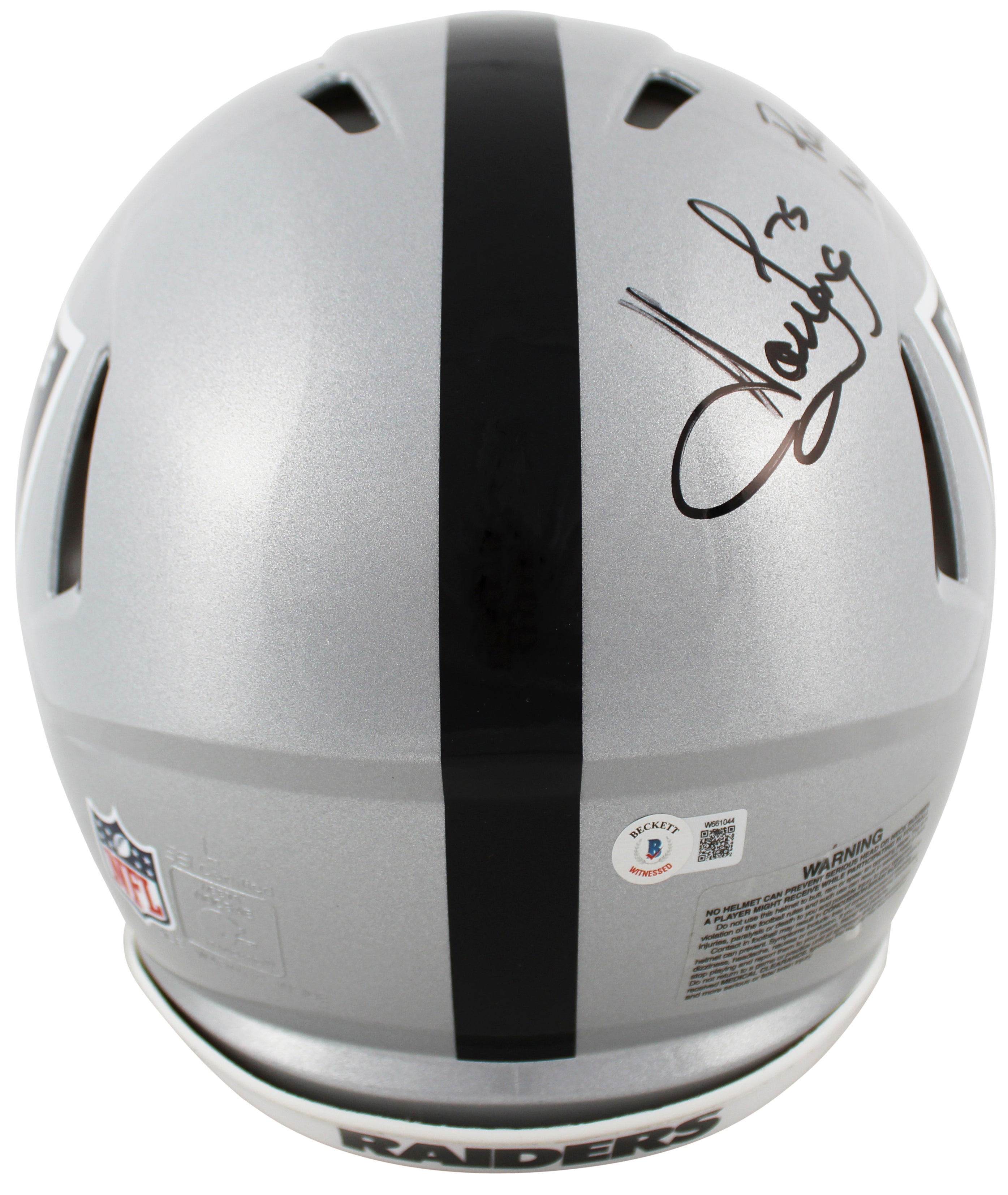 Raiders Howie Long & Maxx Crosby Signed Full Size Speed Proline Helmet BAS Wit