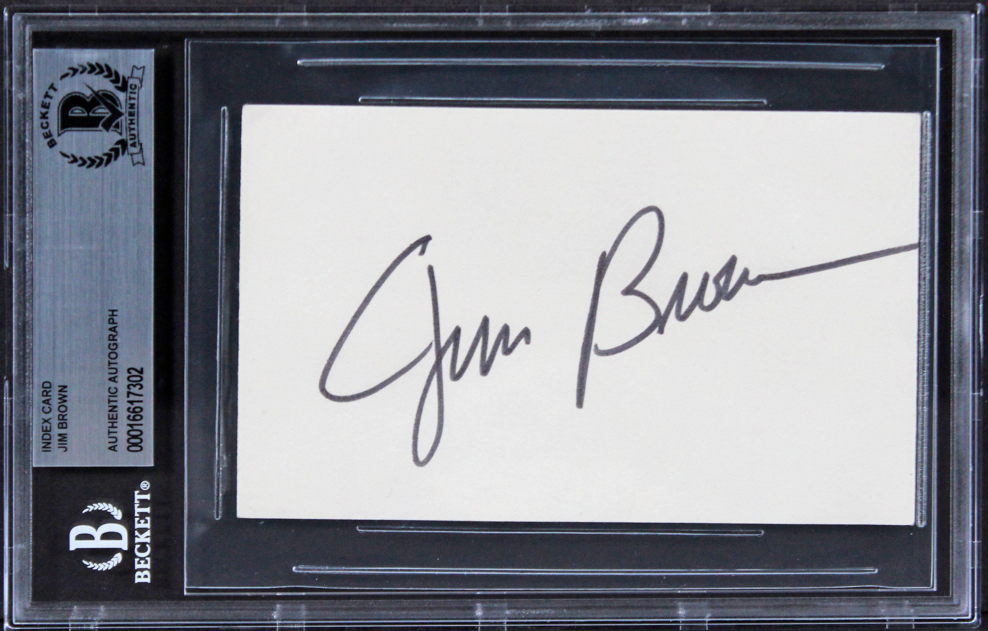 Browns Jim Brown Authentic Signed 3x5 Index Card Autographed BAS Slabbed
