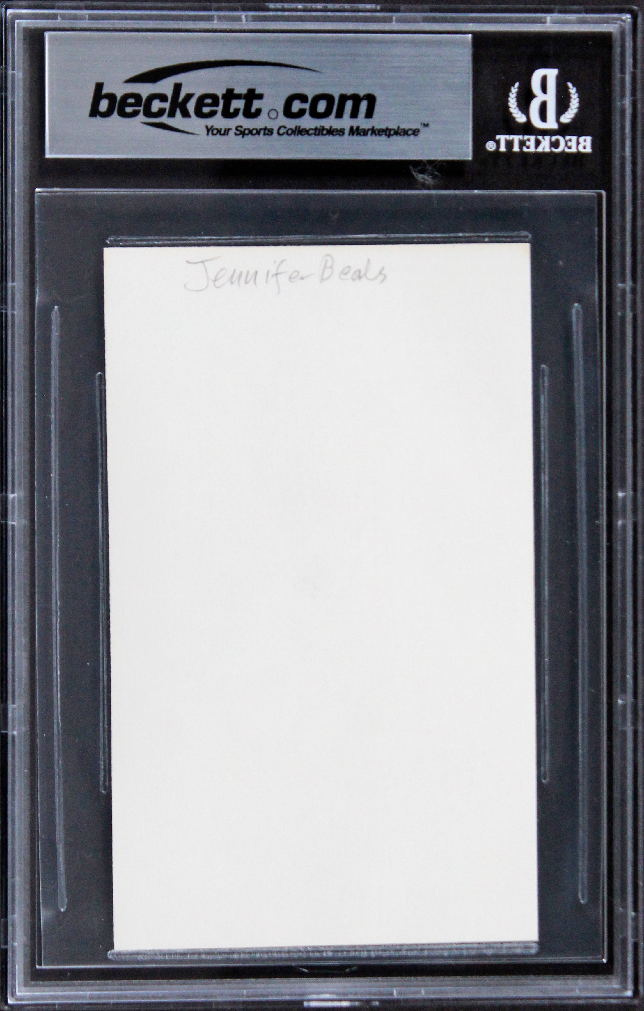 Jennifer Beals Flashdance Authentic Signed 3x5 Index Card BAS Slabbed