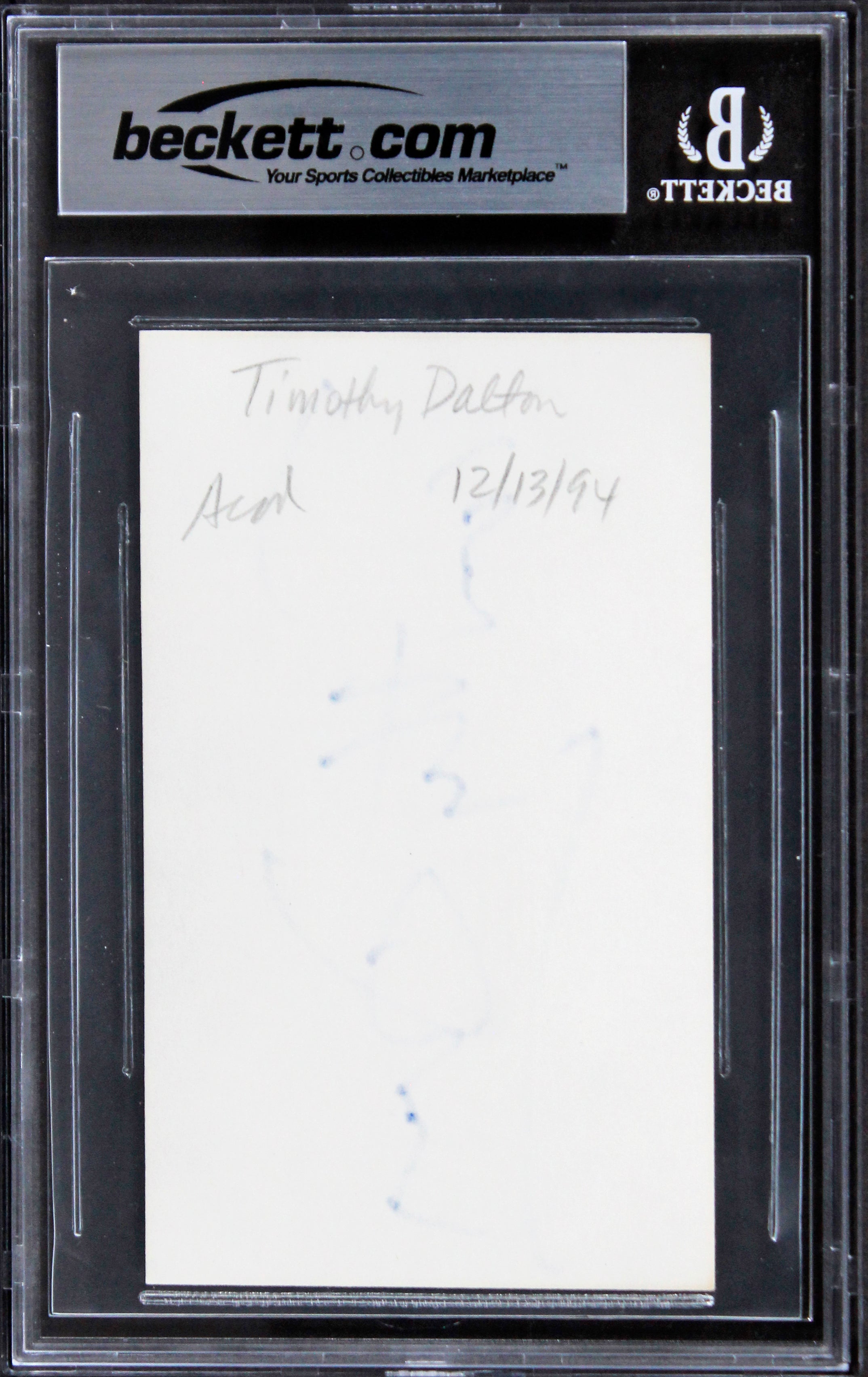 Timothy Dalton James Bond 007 Authentic Signed 3x5 Index Card BAS Slabbed 3