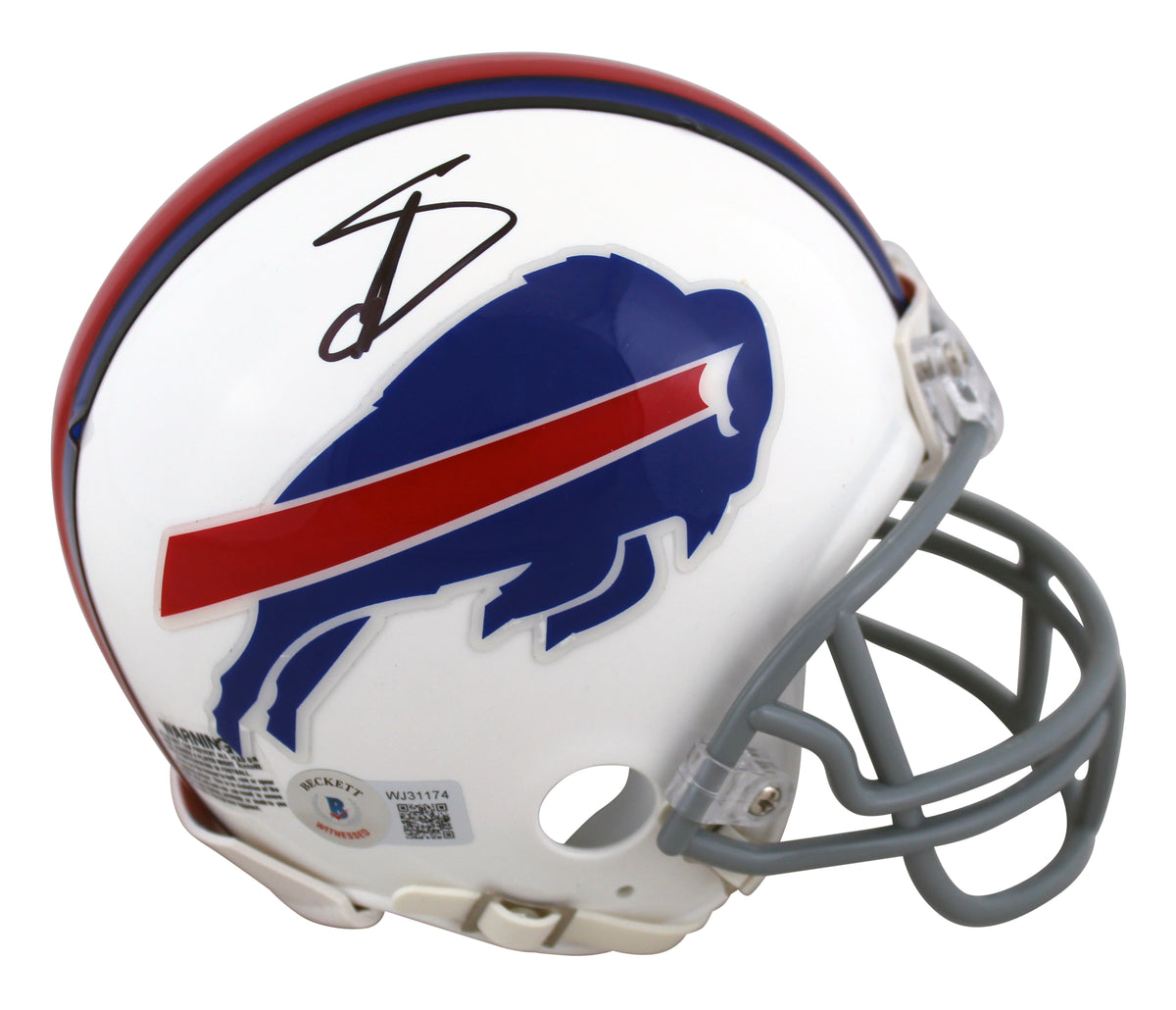 Bills Stefon Diggs Authentic Signed White Rep Mini Helmet BAS Witnessed