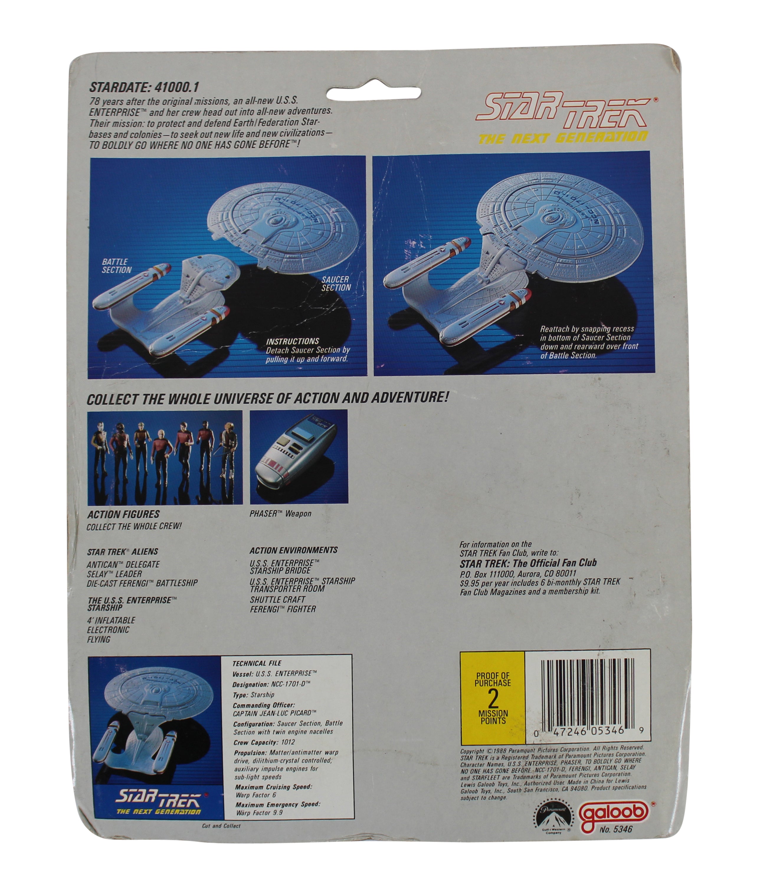 1988 Galoob U.S.S. Enterprise Starship Die-Cast Metal Replica Un-signed