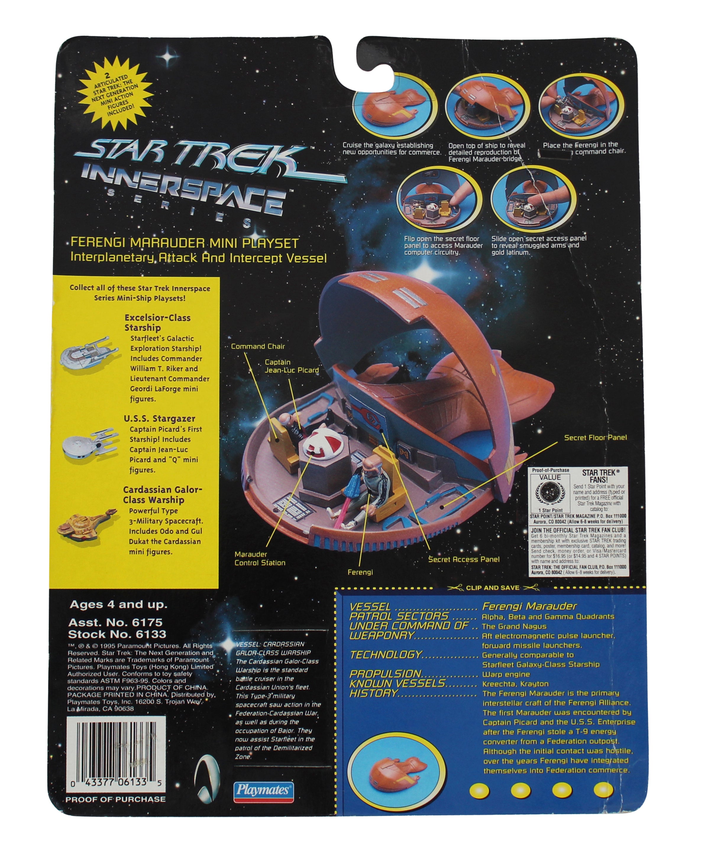 1995 Star Trek Deep Interspace Series Playmates Ferengi Marauder Mini Playset