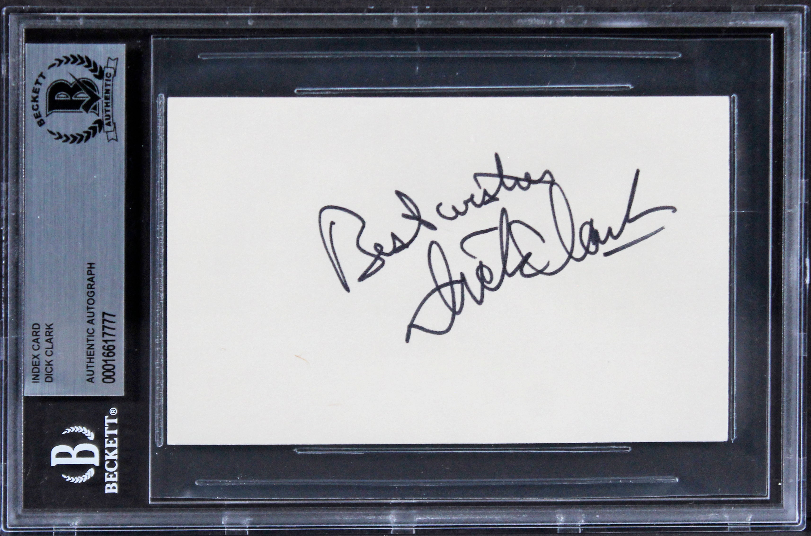 Dick Clark The $10,000 Pyramid Authentic Signed 3x5 Index Card BAS Slabbed